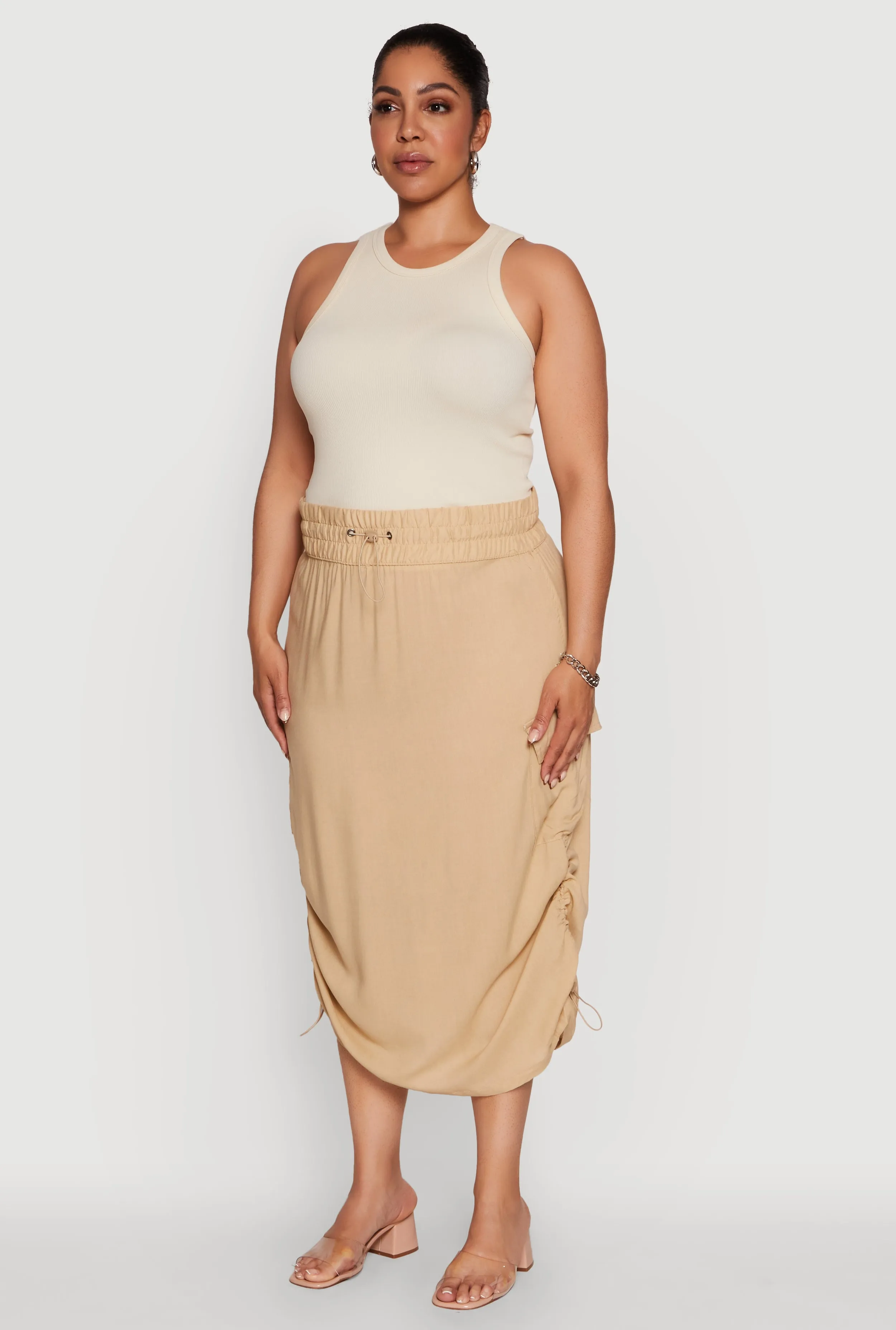 Plus Size Trendy Toggle Drawstring High Waisted Utility Skirt sold by Rainbow product image thumbnail 3