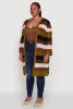 Plus Size Trendy Striped Crochet Long Sleeve Duster sold by Rainbow