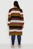 Plus Size Trendy Striped Crochet Long Sleeve Duster sold by Rainbow