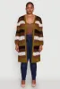 Plus Size Trendy Striped Crochet Long Sleeve Duster sold by Rainbow