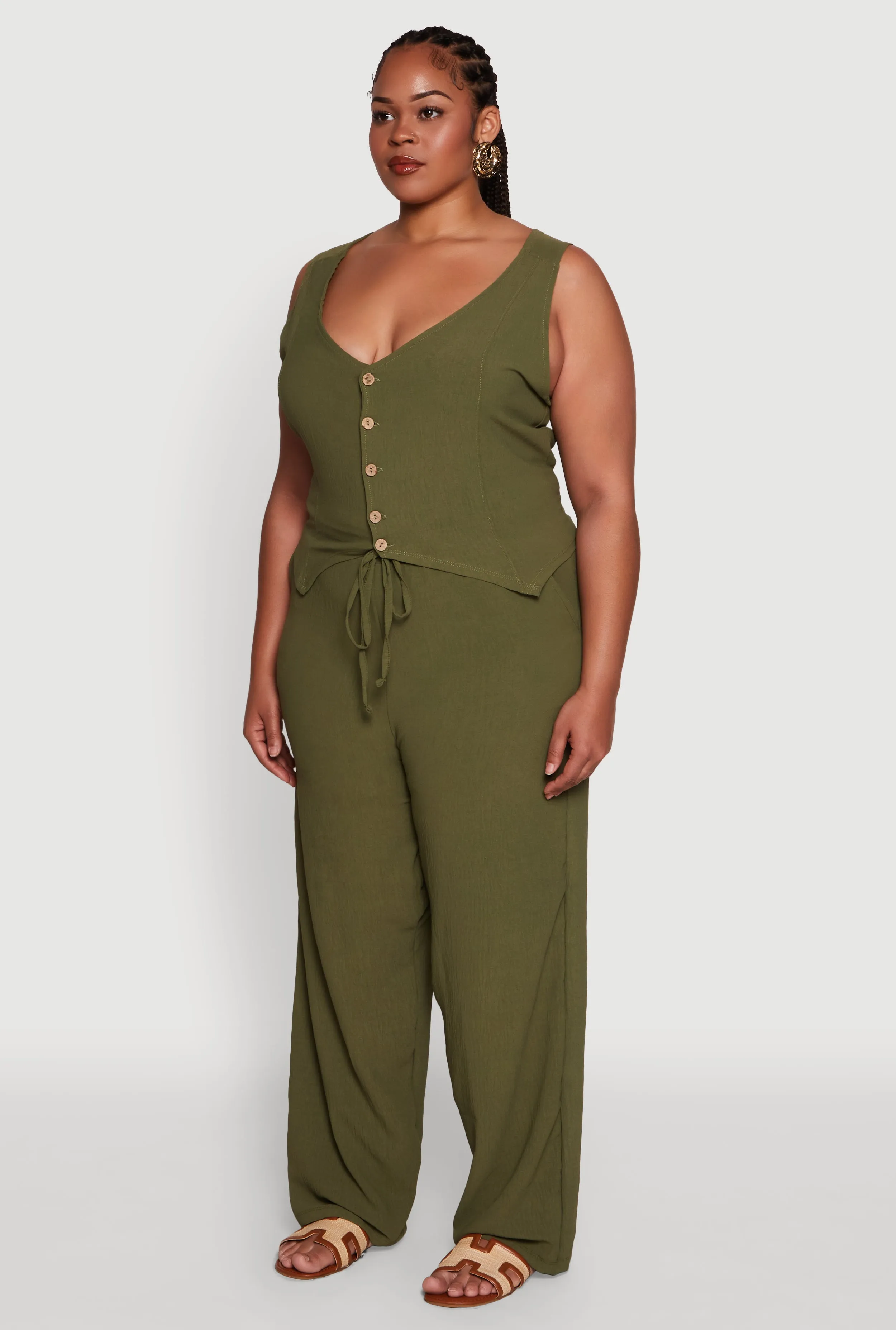 Plus Size Crepe Knit Button Front Blazer Vest sold by Rainbow product image thumbnail 5