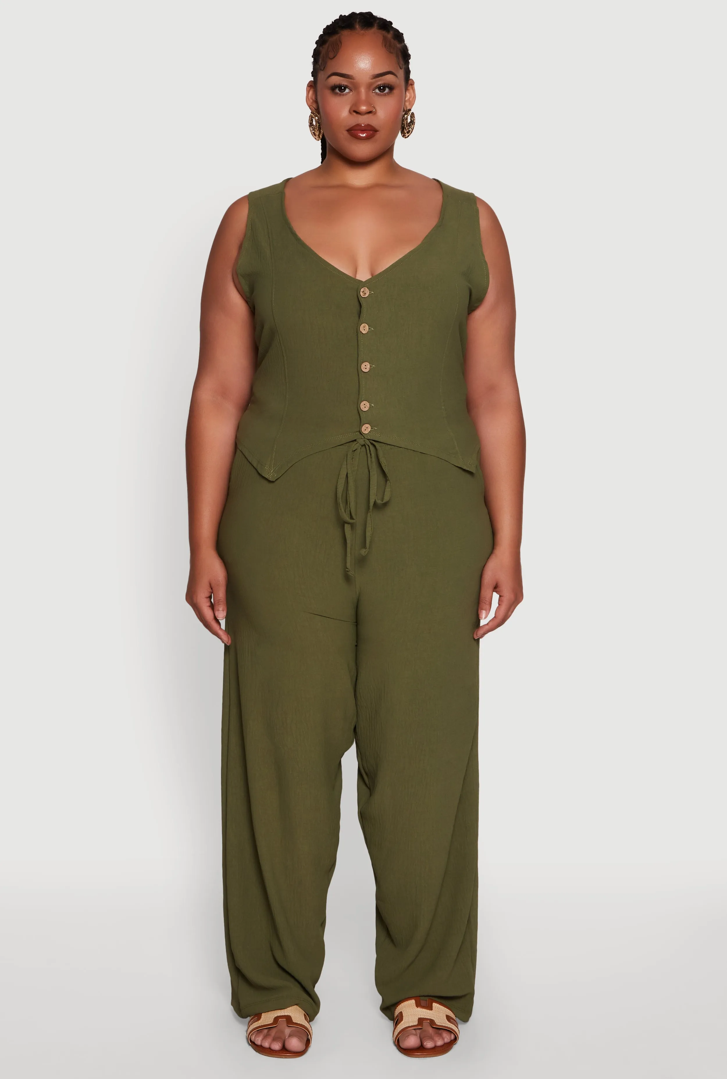 Plus Size Crepe Knit Button Front Blazer Vest sold by Rainbow product image thumbnail 2