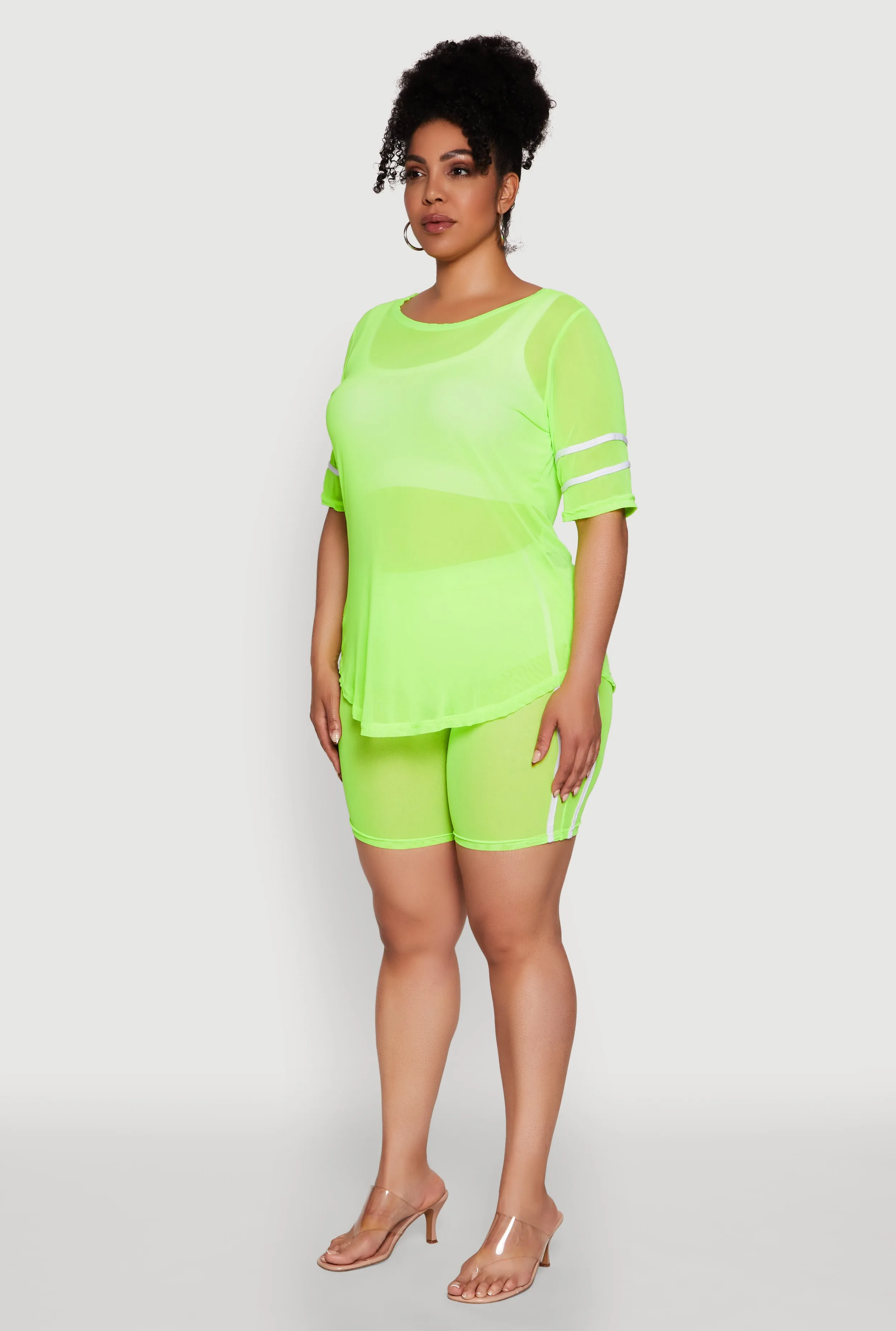 Plus Size Varsity Stripe Short Sleeve Mesh Top sold by Rainbow product image thumbnail 5