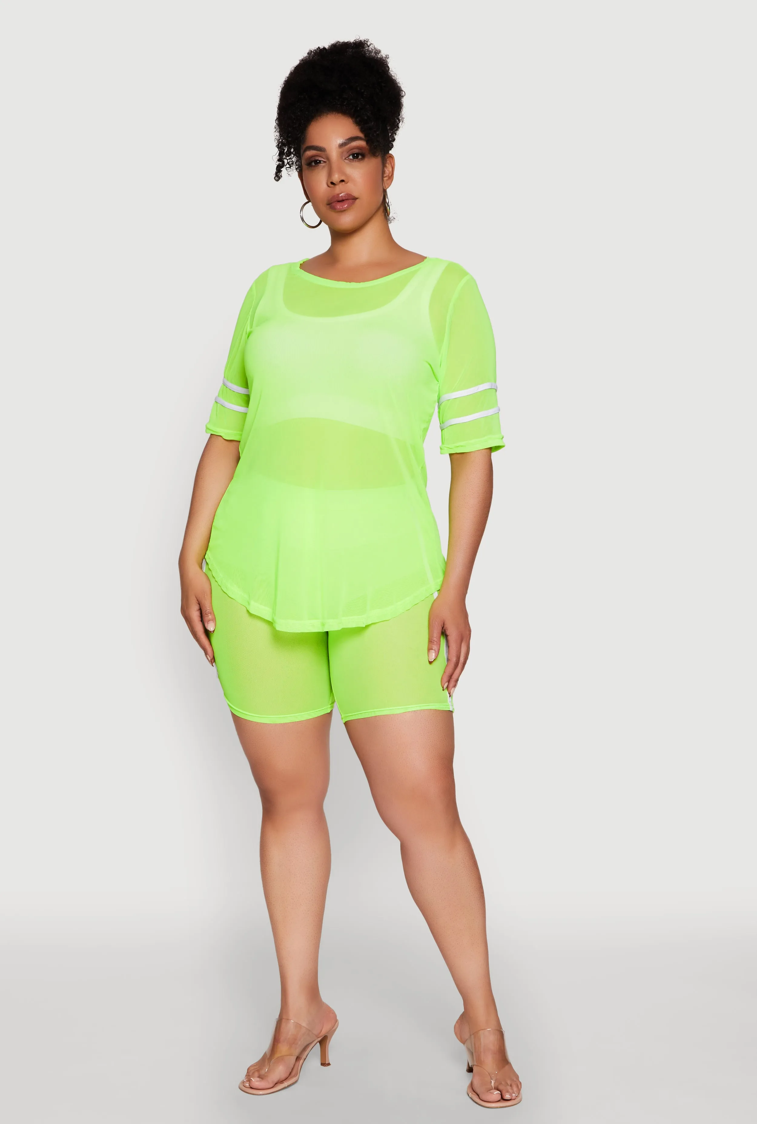 Plus Size Varsity Stripe Short Sleeve Mesh Top sold by Rainbow product image thumbnail 2