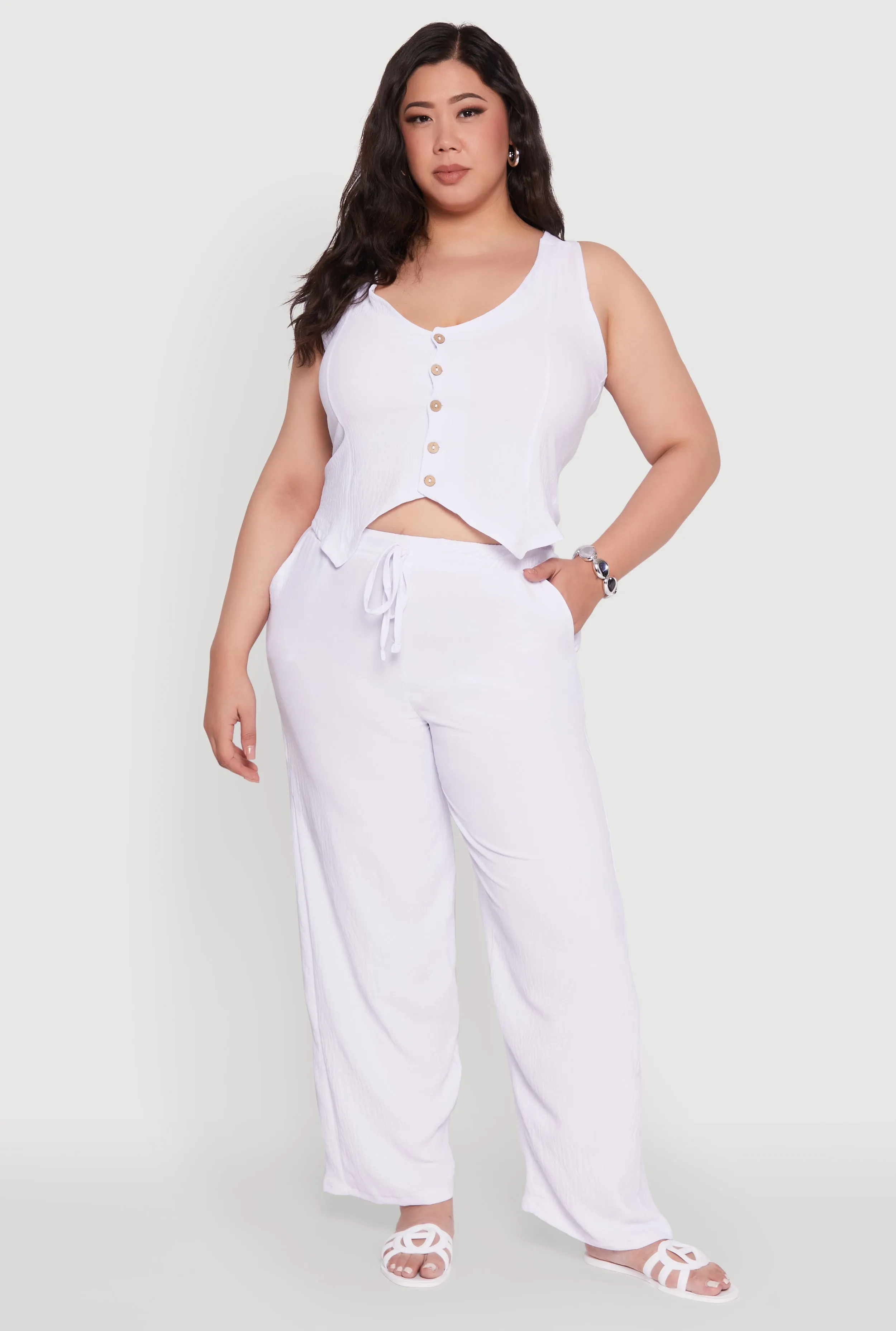 Plus Size Crepe Knit Button Front Blazer Vest sold by Rainbow product image thumbnail 2