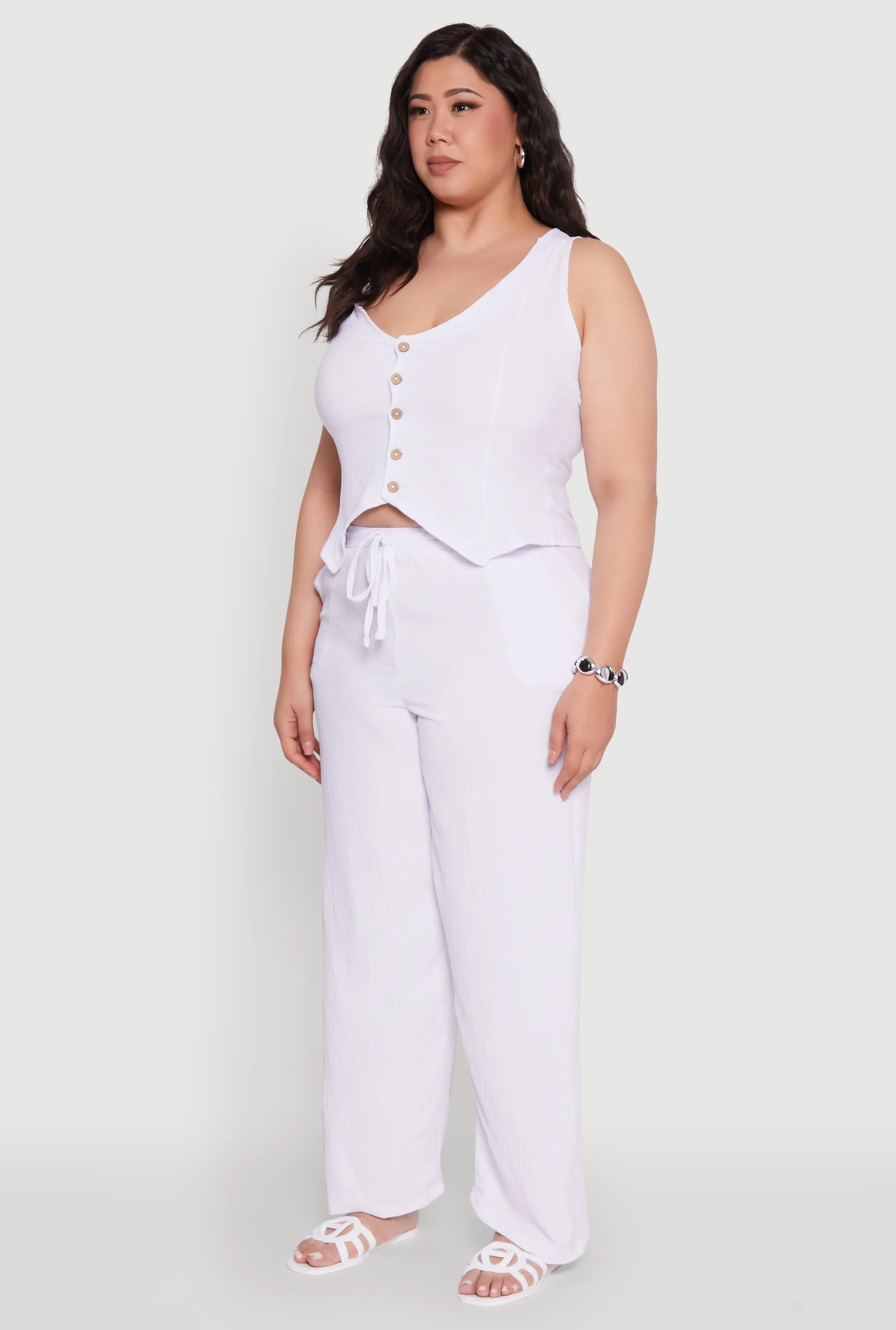 Plus Size Crepe Knit Button Front Blazer Vest sold by Rainbow product image thumbnail 5