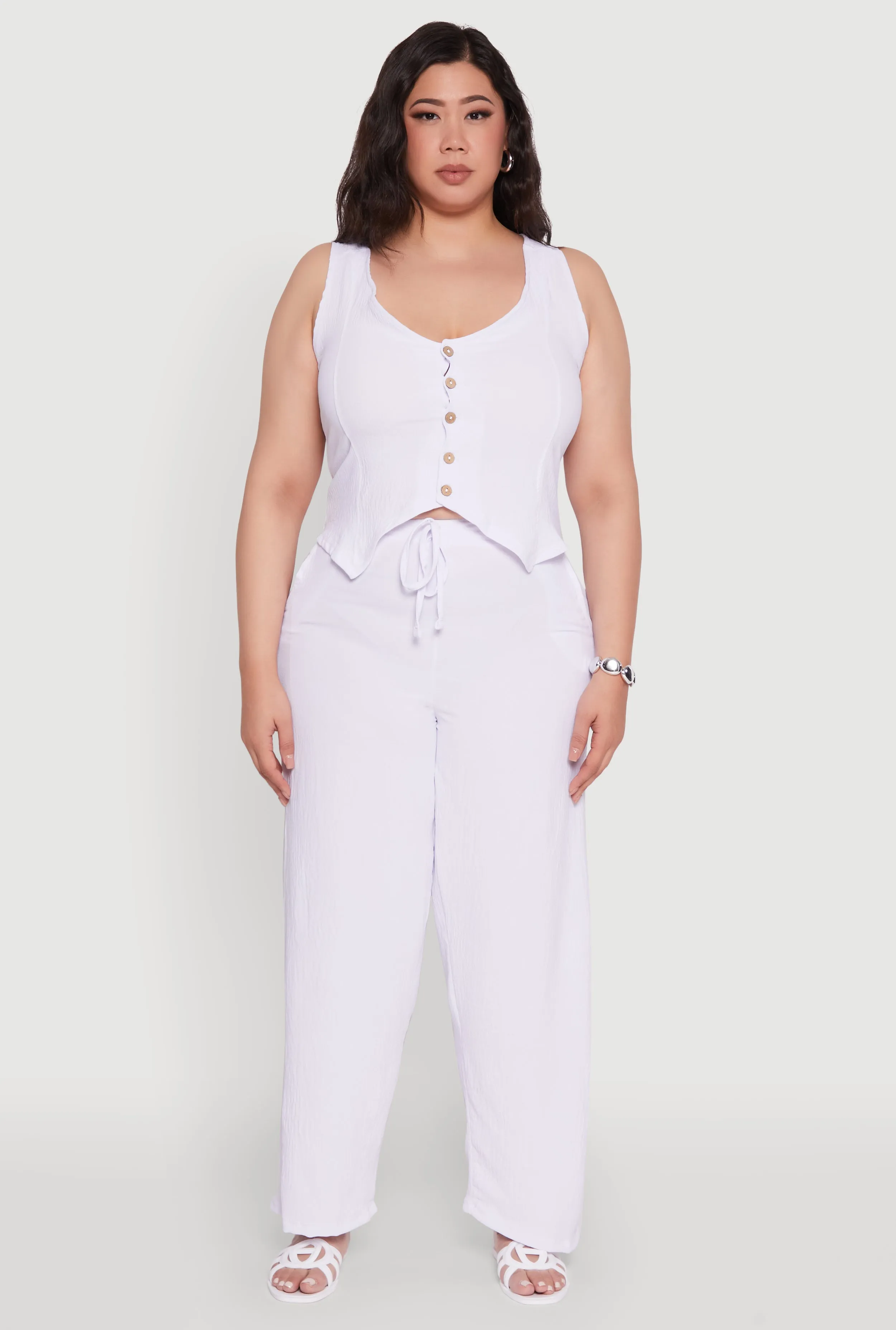 Plus Size Crepe Knit Button Front Blazer Vest sold by Rainbow product image thumbnail 3