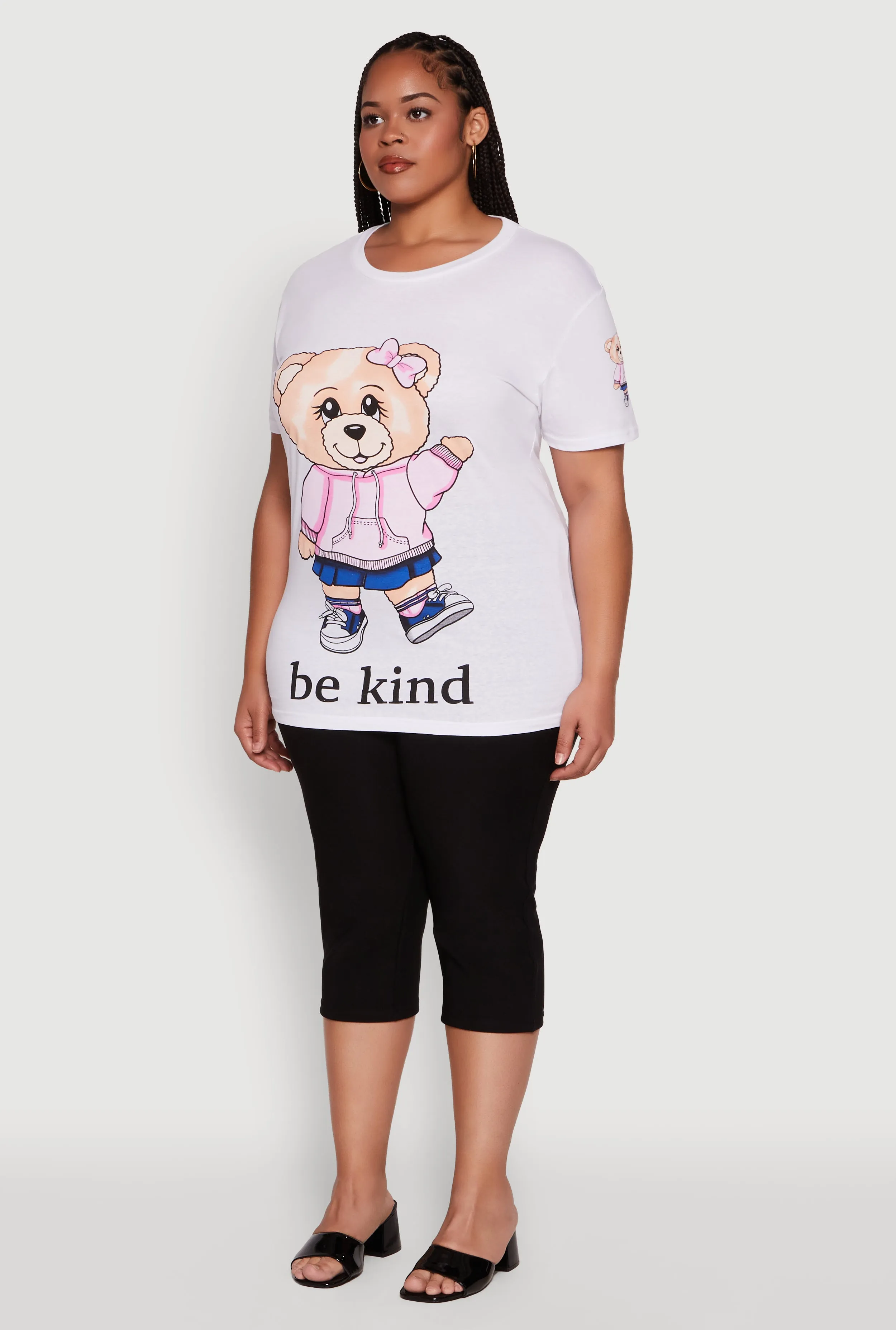 Plus Size Be Kind Bear Graphic Crew Neck T-Shirt sold by Rainbow product image thumbnail 5