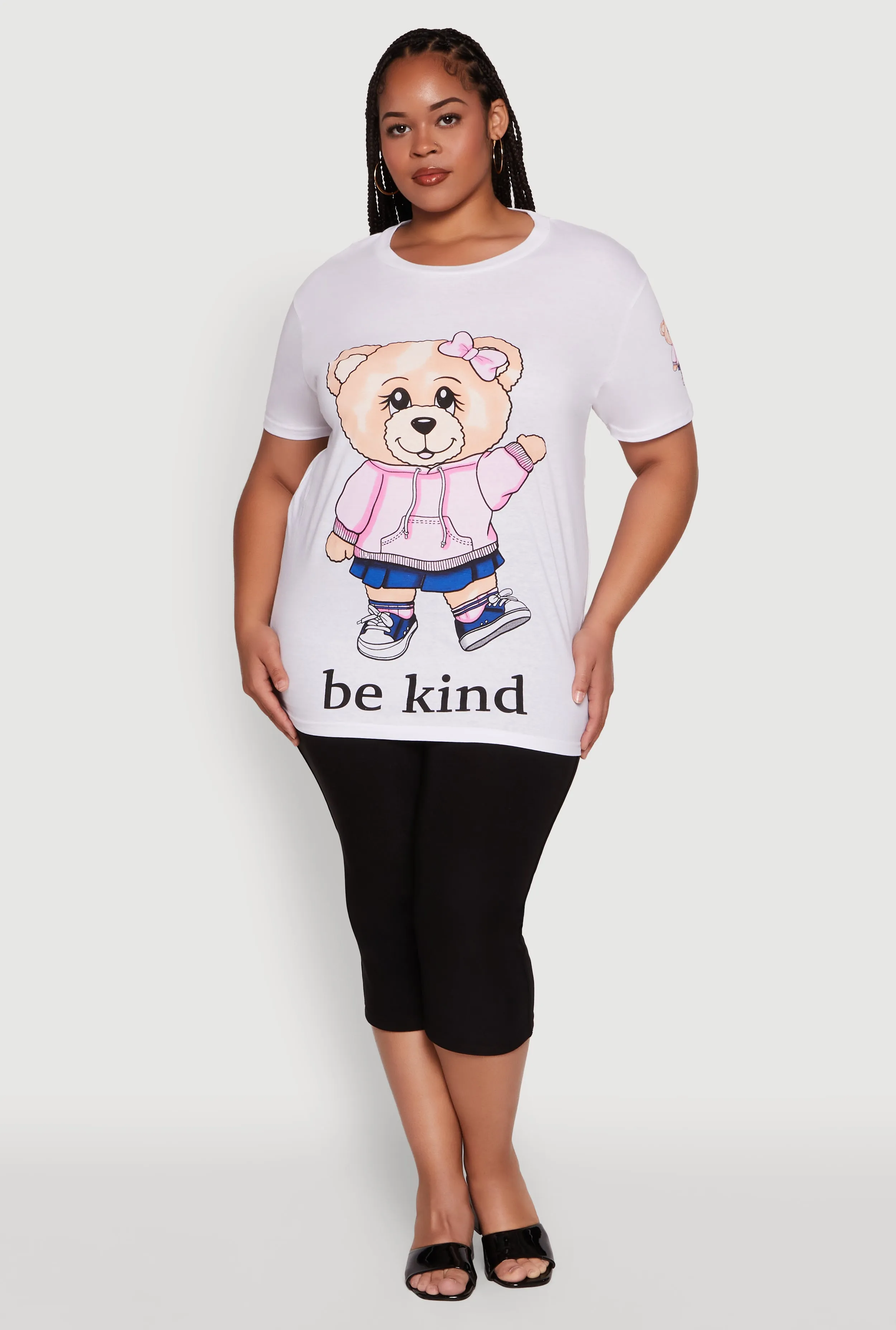 Plus Size Be Kind Bear Graphic Crew Neck T-Shirt sold by Rainbow product image thumbnail 3