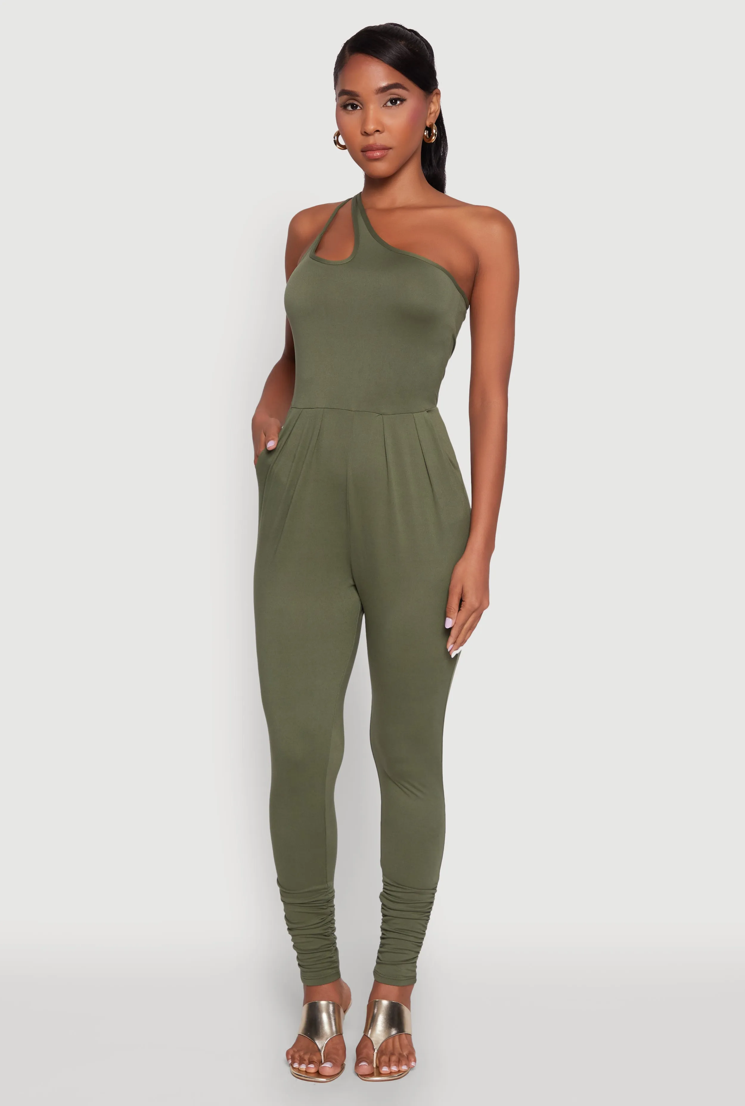 Stylish Cut Out One Shoulder Jumpsuit sold by Rainbow