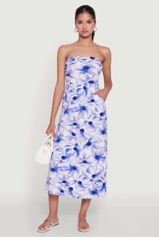 Floral Ruched Tube Sundress sold by Rainbow
