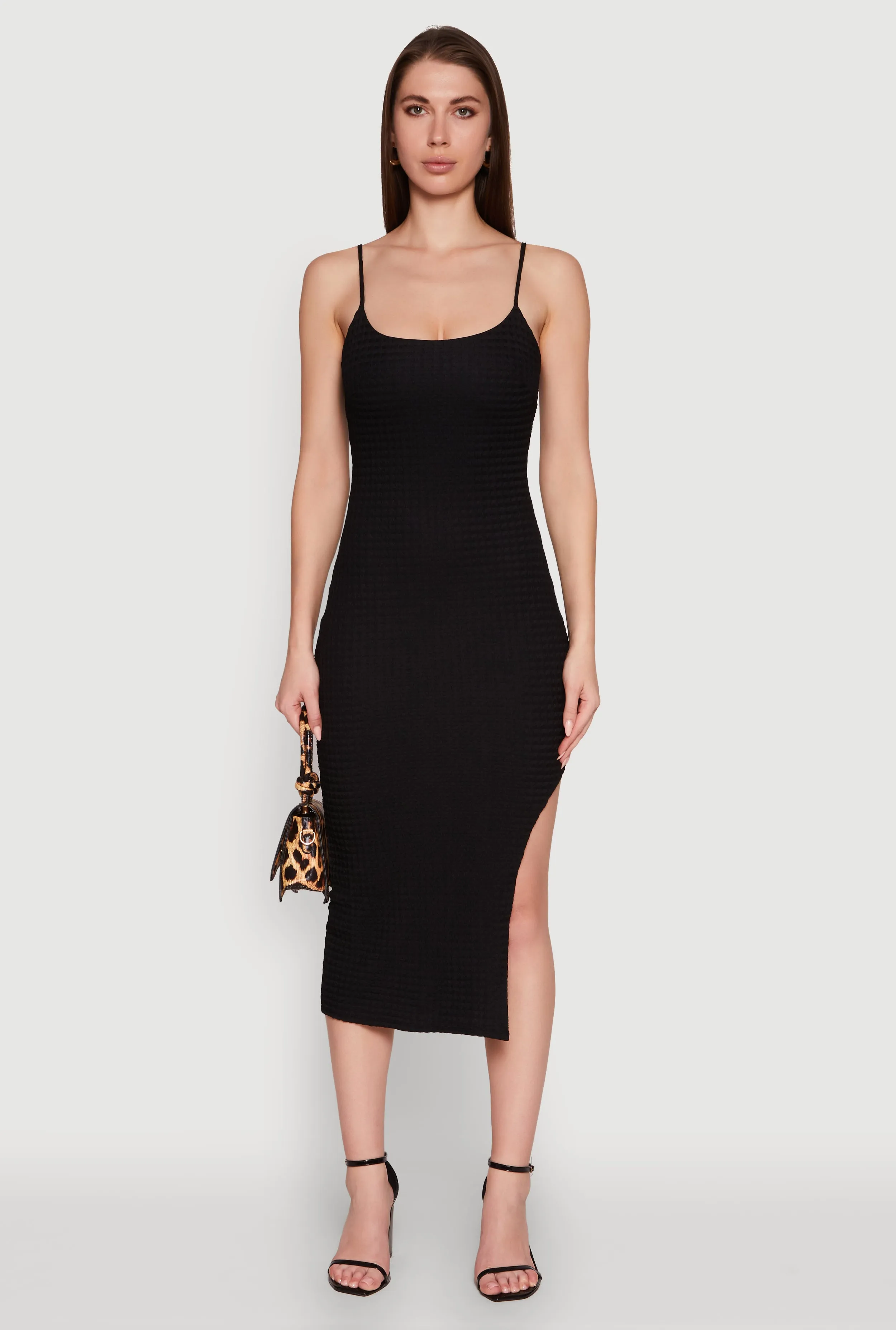 Chic Textured Knit Scoop Neck Bodycon Dress with Side Slit sold by Rainbow