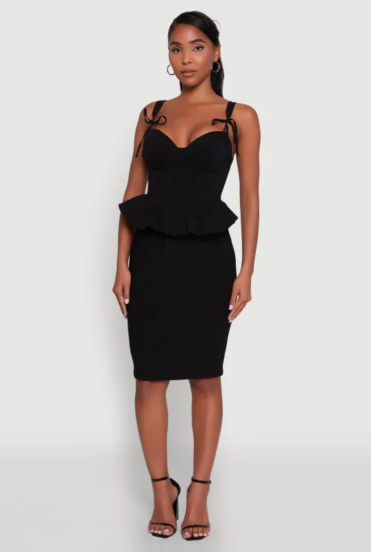 Iris Peplum Bustier Top with Padded Cups and Tie Straps sold by Rainbow