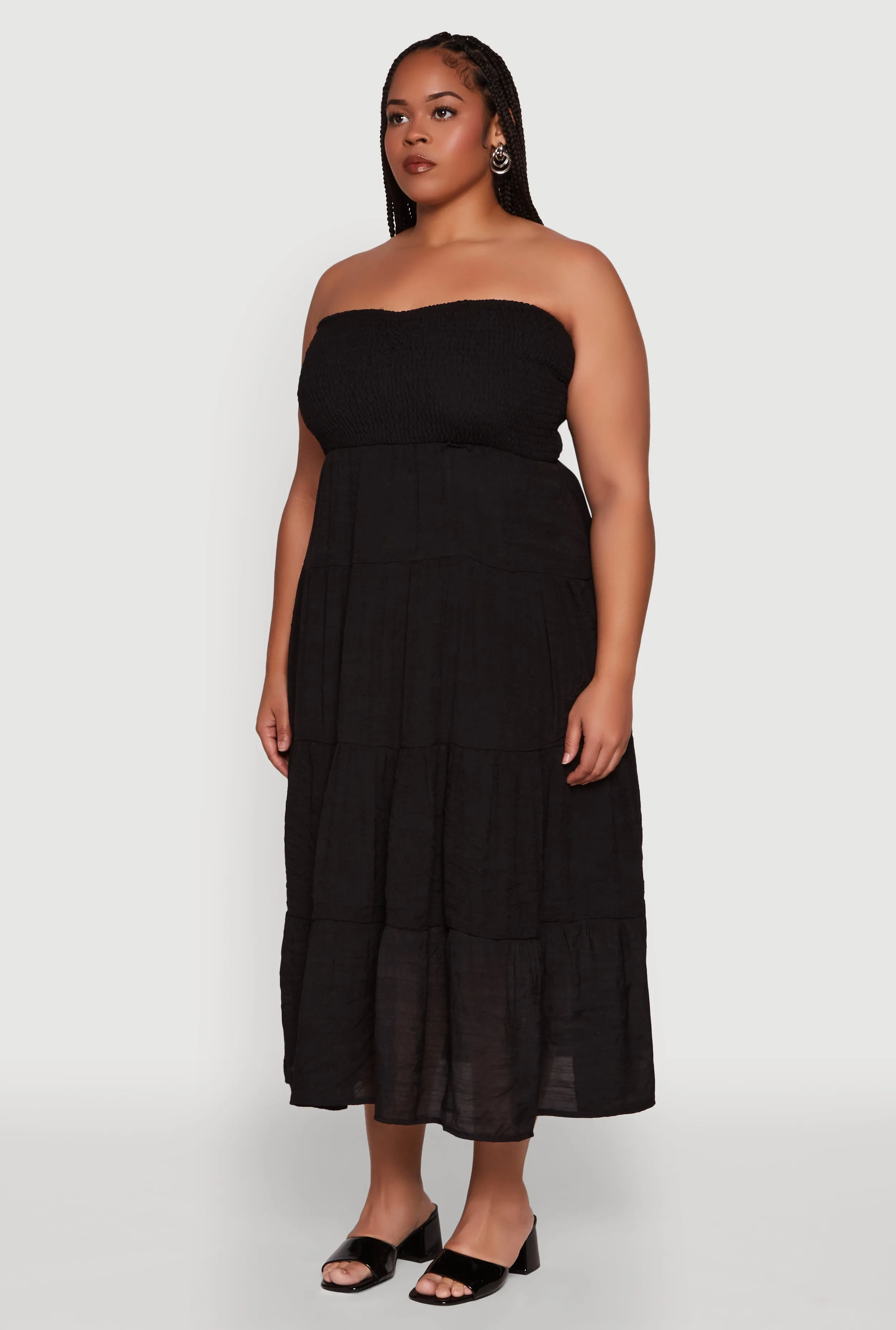Plus Size Elegant Strapless Tiered Sundress sold by Rainbow product image thumbnail 3