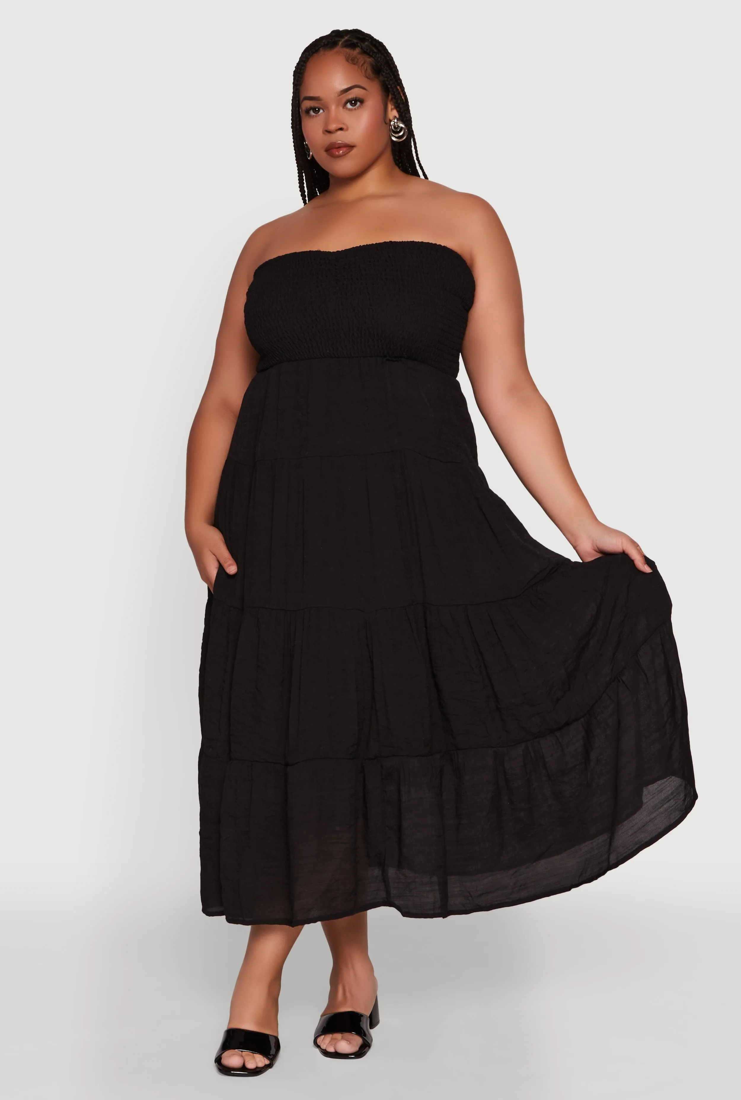 Plus Size Elegant Strapless Tiered Sundress sold by Rainbow product image thumbnail 2