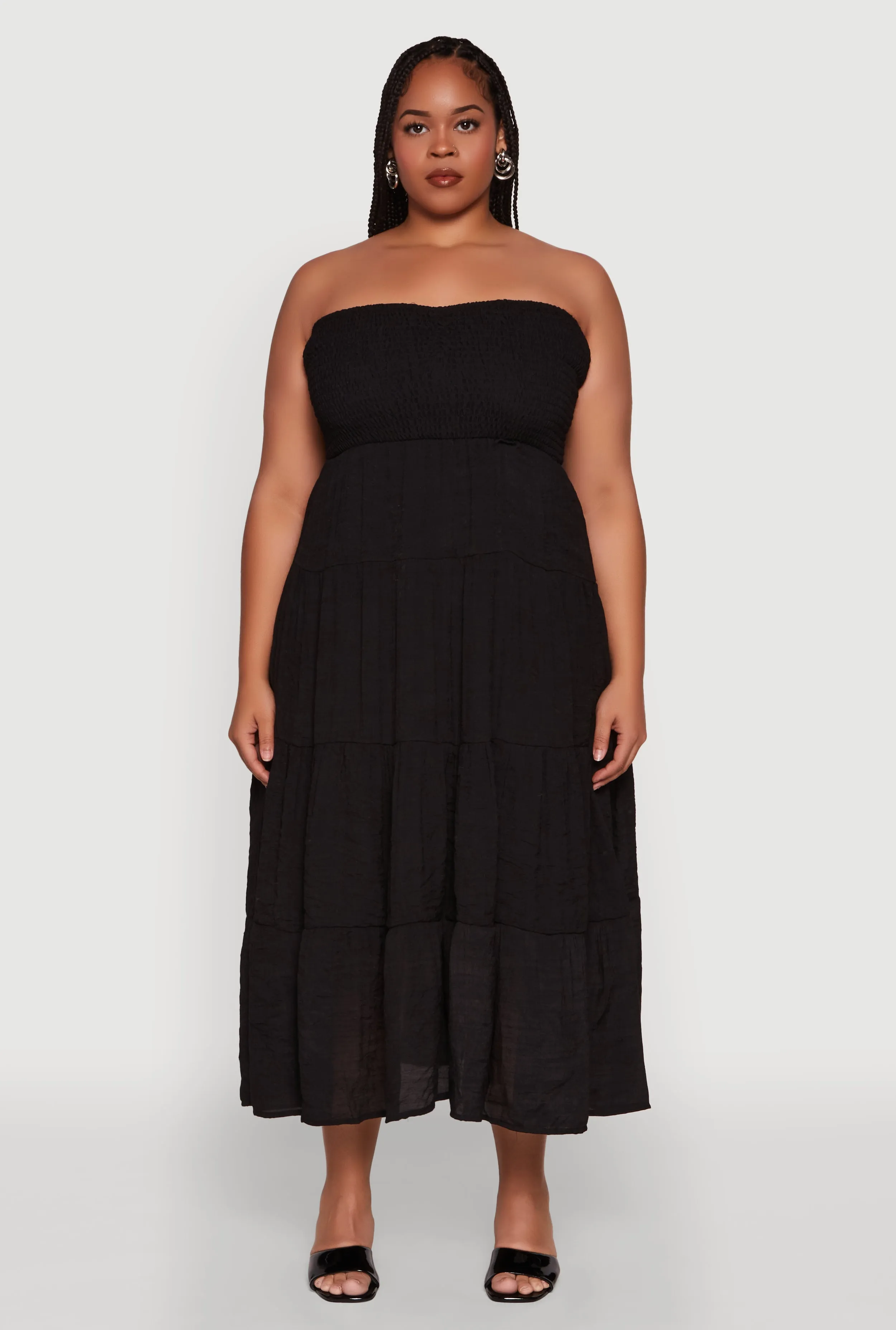 Plus Size Elegant Strapless Tiered Sundress sold by Rainbow