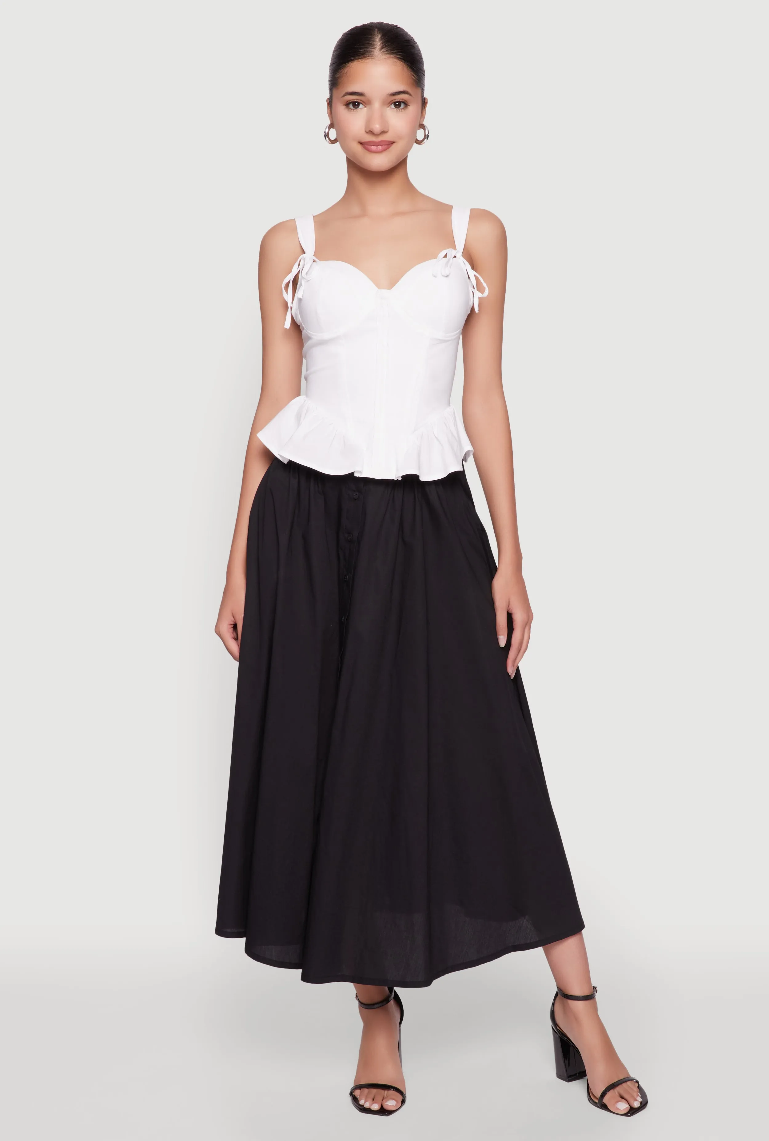 Iris Peplum Bustier Top with Padded Cups and Tie Straps sold by Rainbow