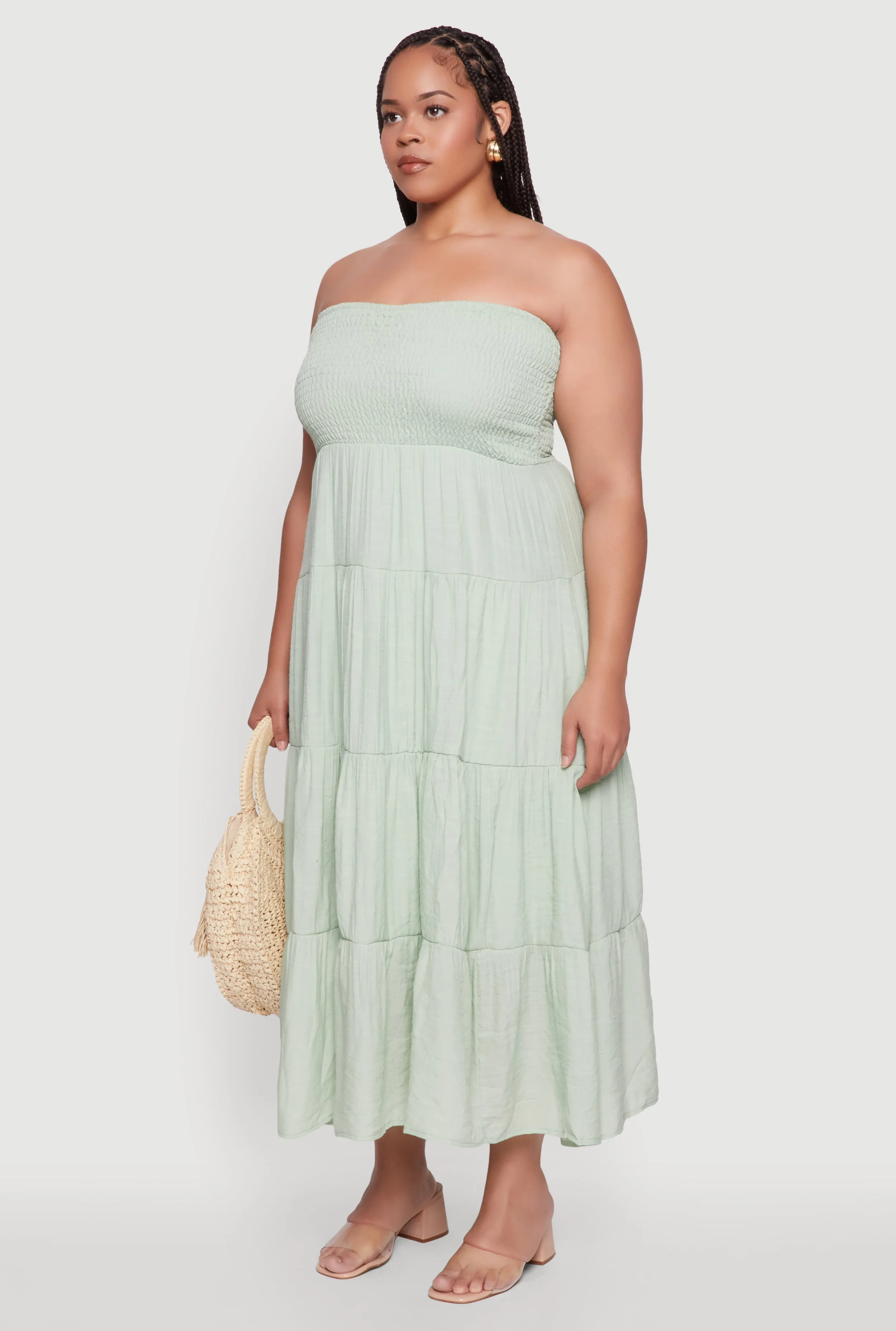 Plus Size Elegant Strapless Tiered Sundress sold by Rainbow product image thumbnail 3