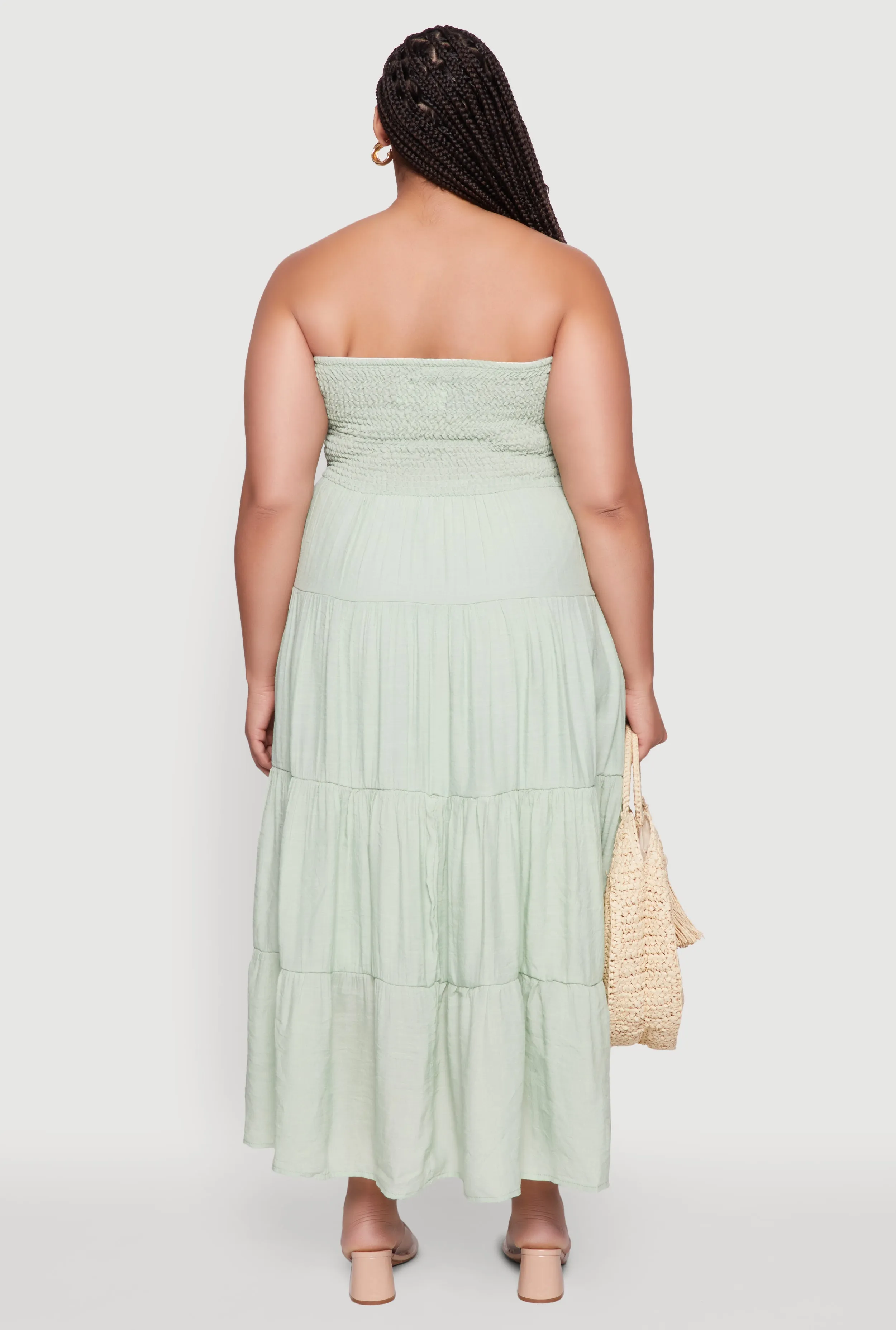 Plus Size Elegant Strapless Tiered Sundress sold by Rainbow product image thumbnail 5