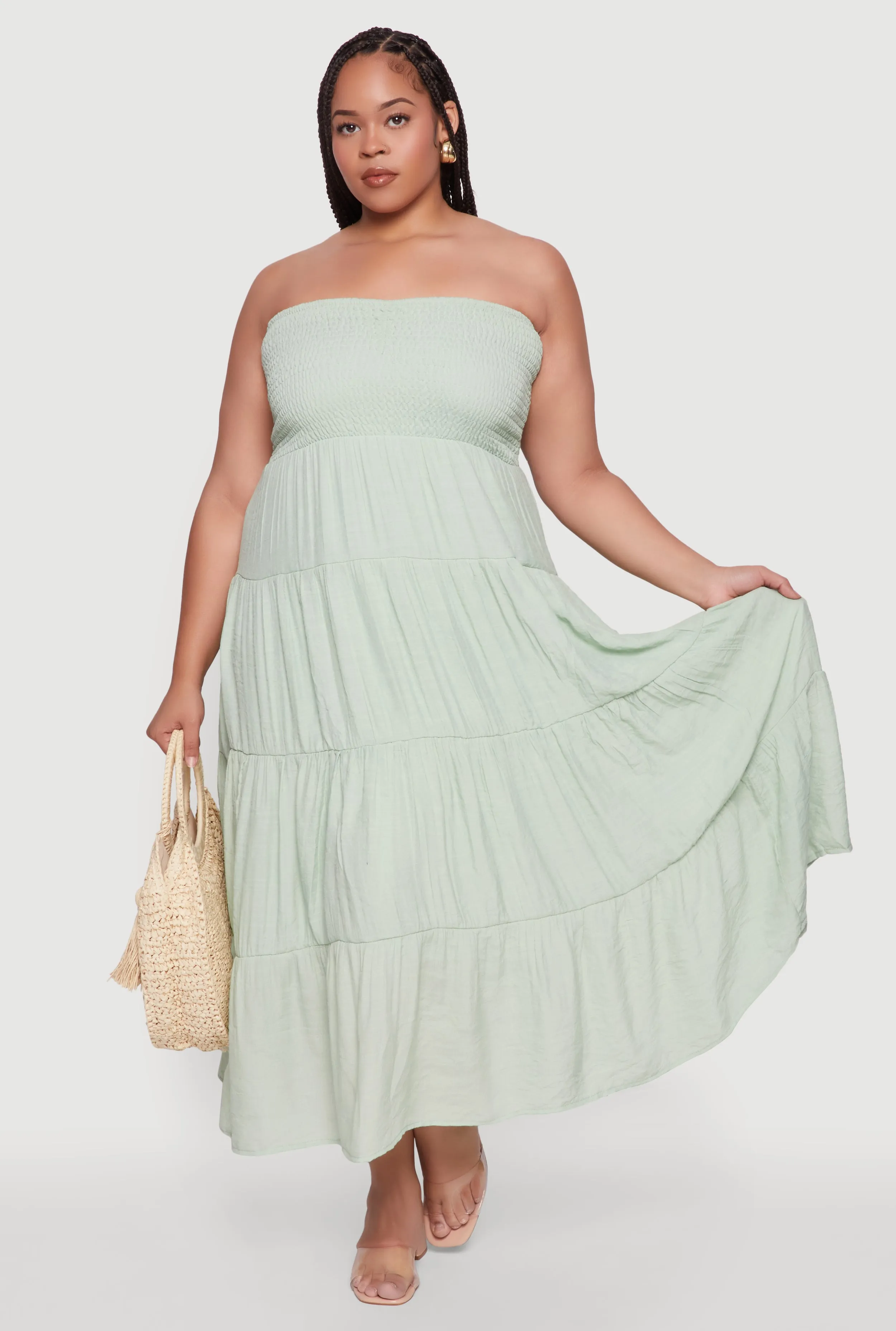 Plus Size Elegant Strapless Tiered Sundress sold by Rainbow product image thumbnail 2
