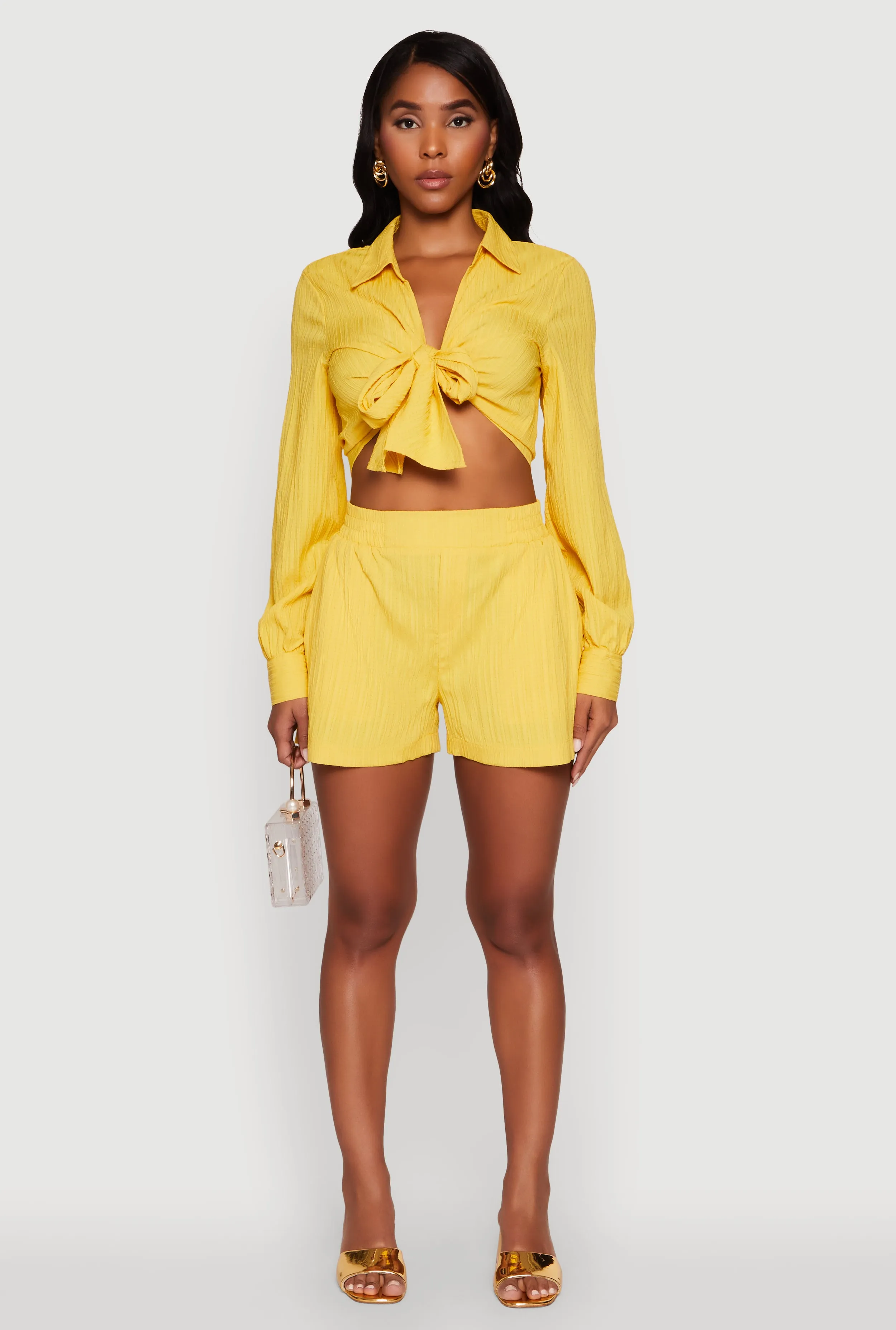 Trendy High Waisted Textured Knit Shorts with Pockets sold by Rainbow