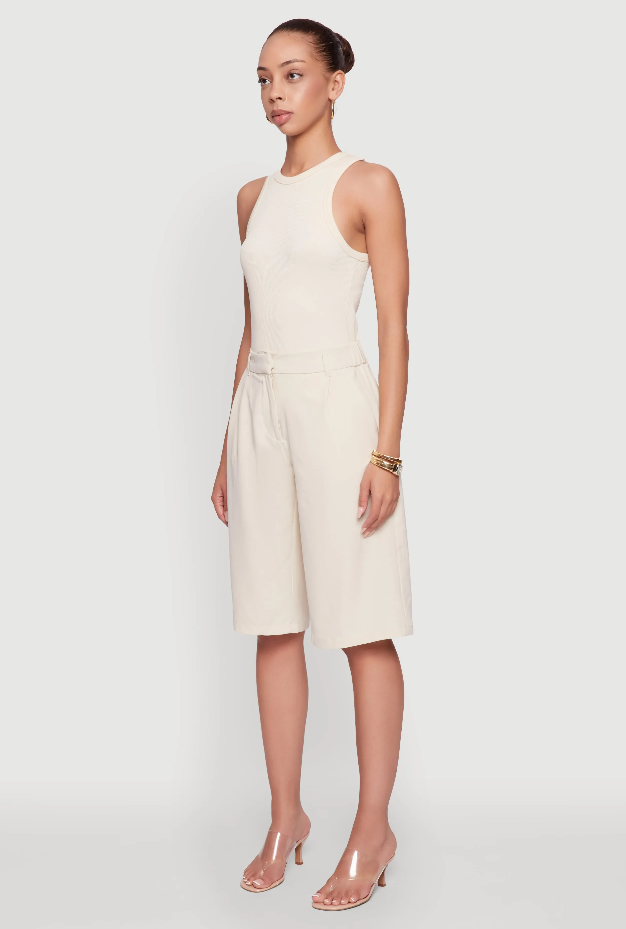 High Waisted Crepe Knit Tailored Bermuda Shorts sold by Rainbow product image thumbnail 2