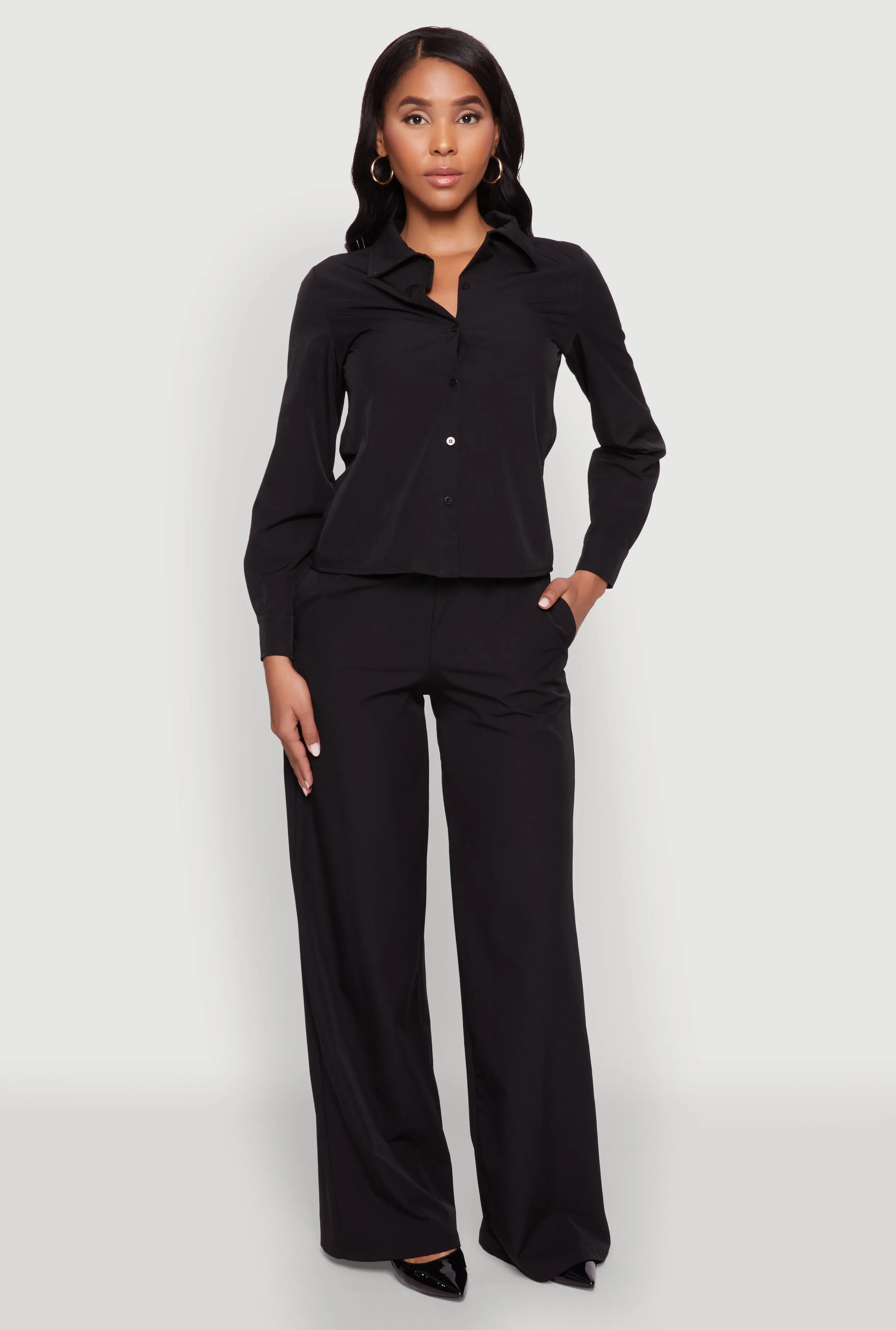 Daisy Nylon High Waisted Wide Leg Pants sold by Rainbow