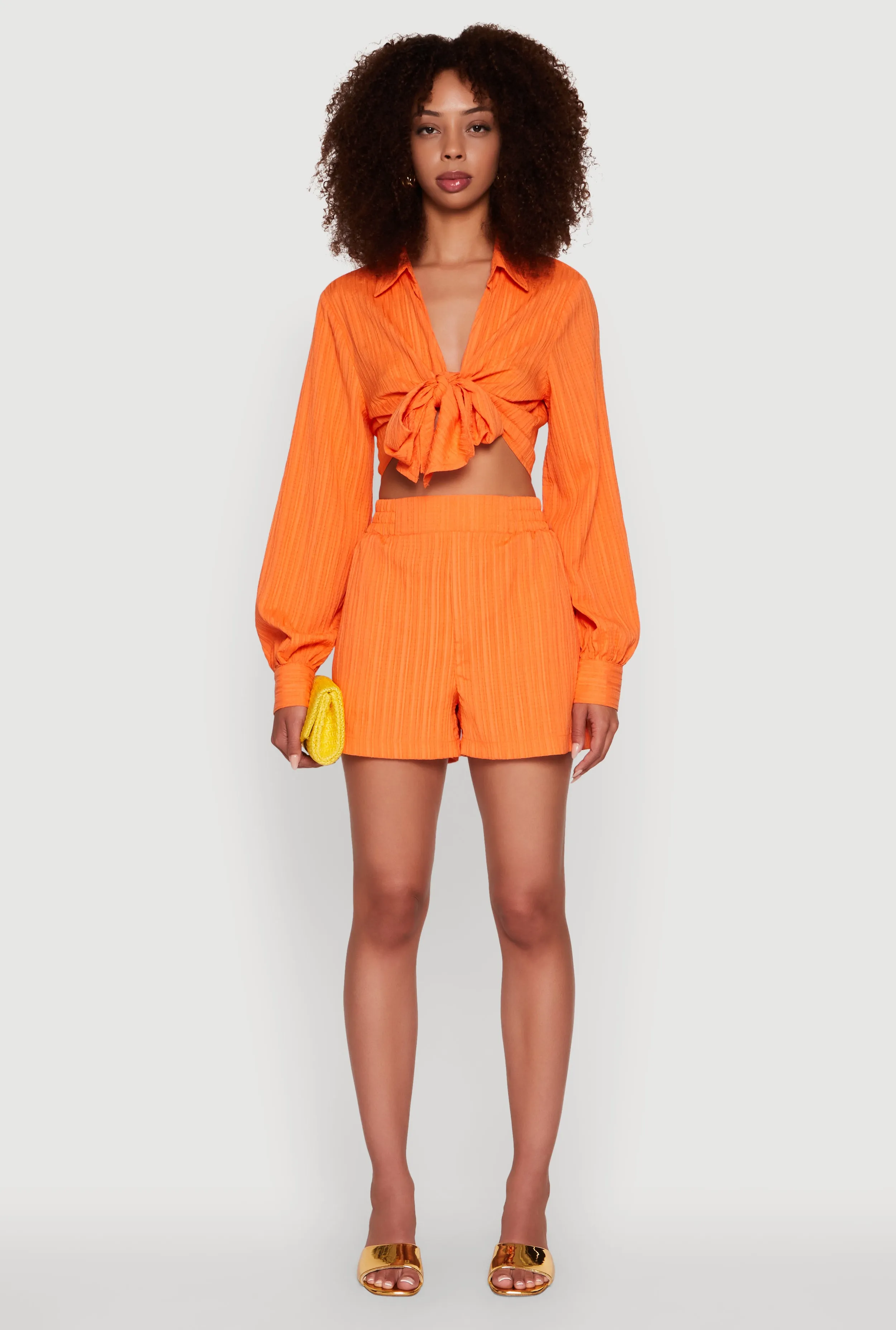 Trendy High Waisted Textured Knit Shorts with Pockets sold by Rainbow