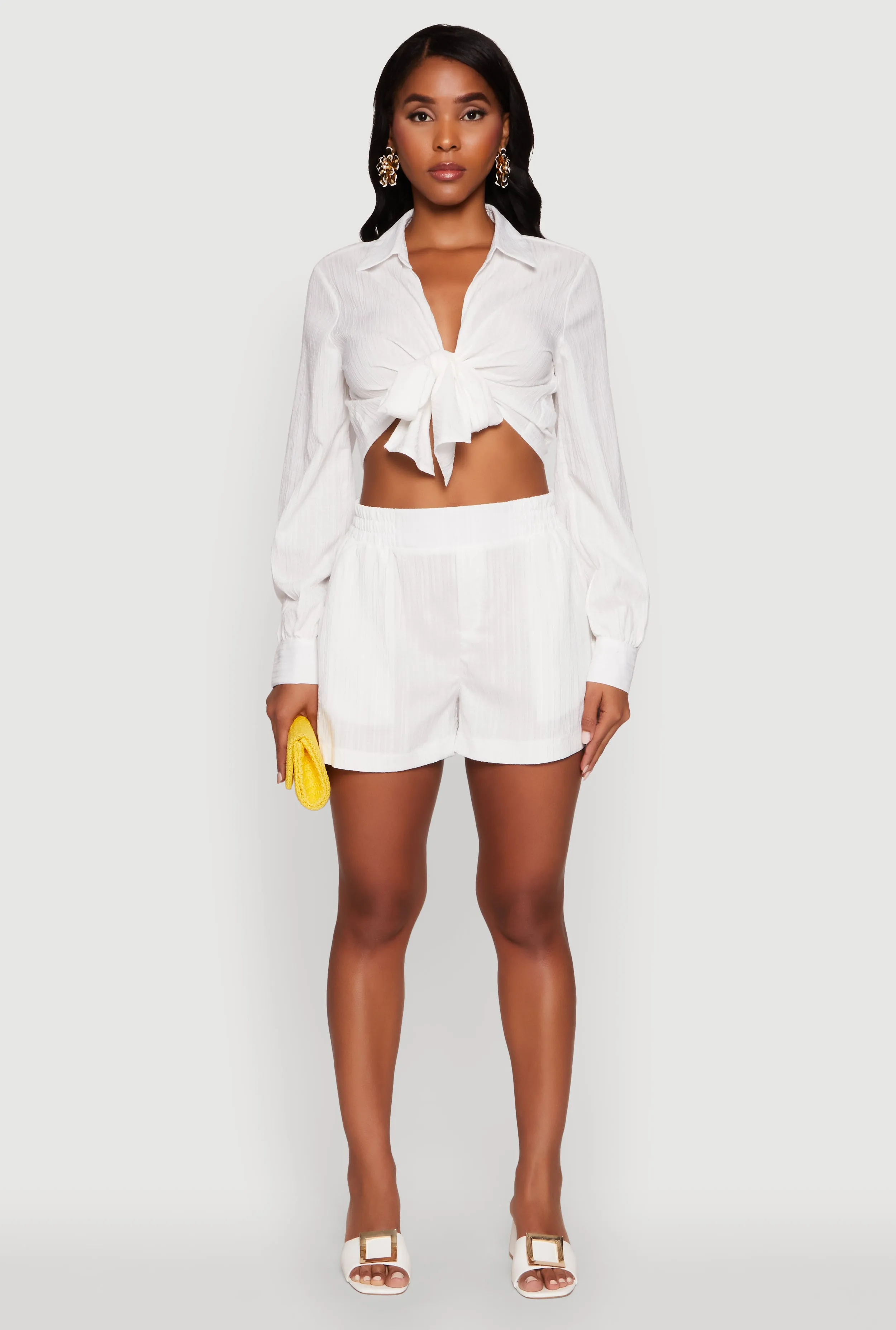 Trendy High Waisted Textured Knit Shorts with Pockets sold by Rainbow