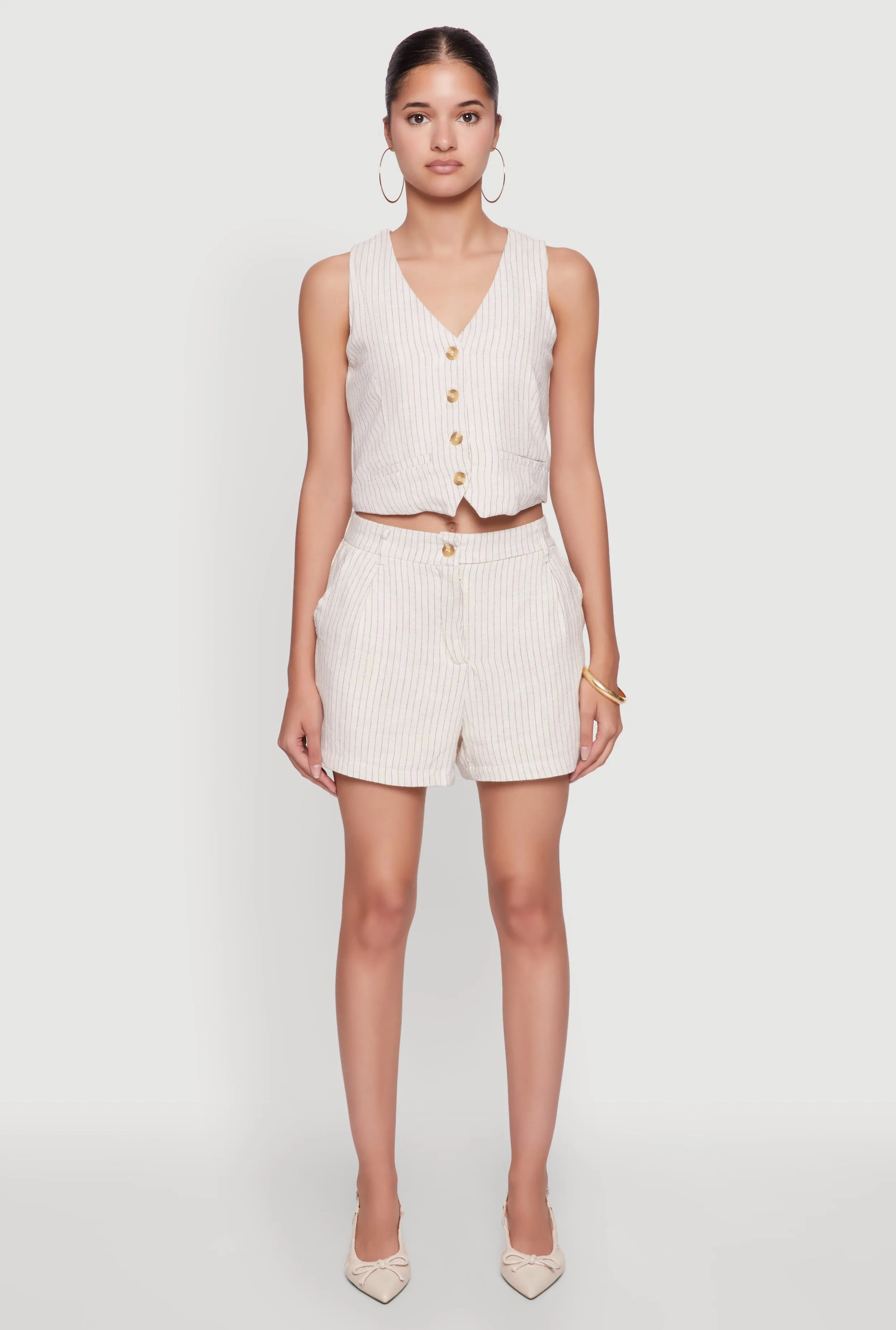 Chic Linen Pinstripe Shorts sold by Rainbow product image thumbnail 2