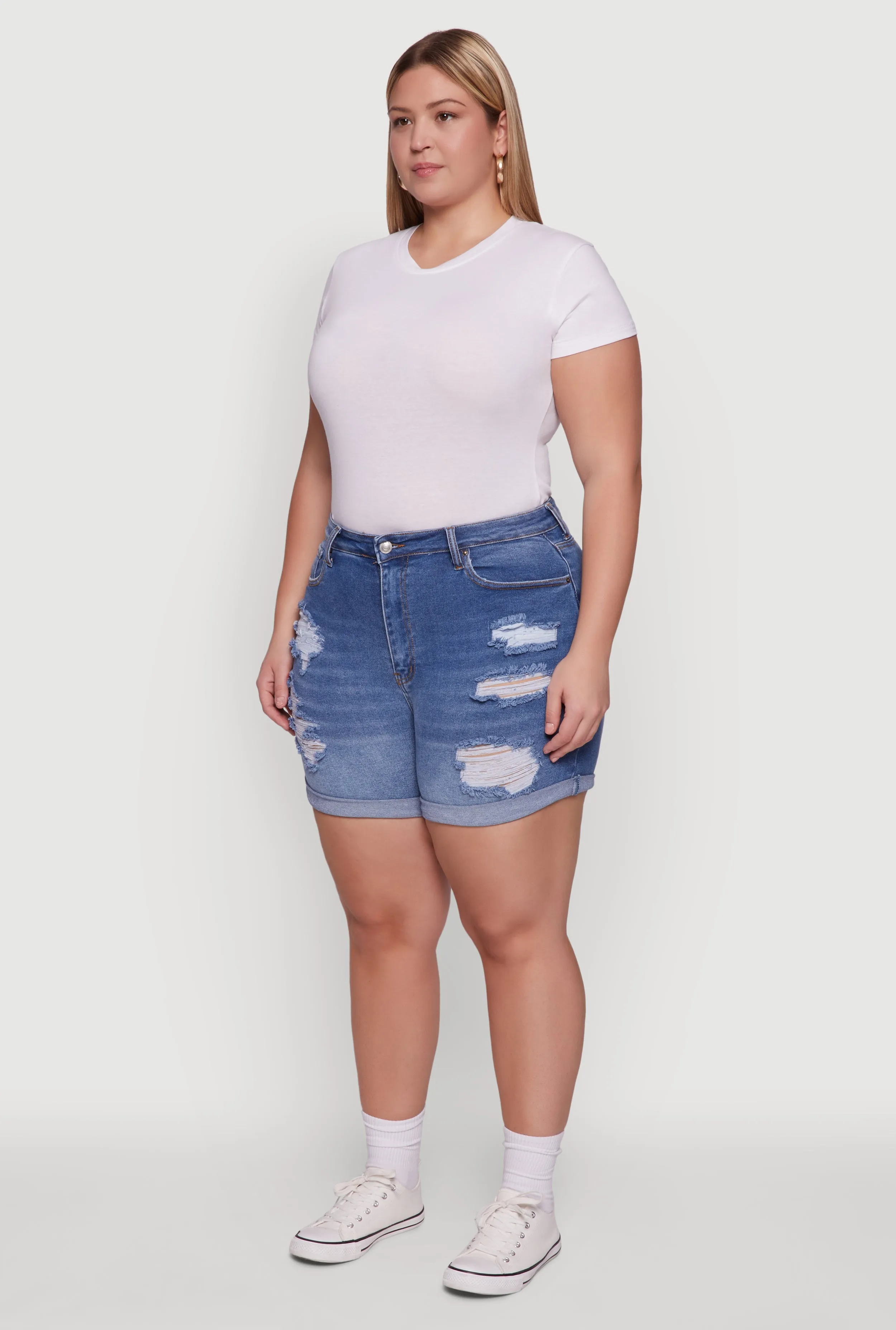 WAX Distressed High Waisted Jean Shorts sold by Rainbow product image thumbnail 3