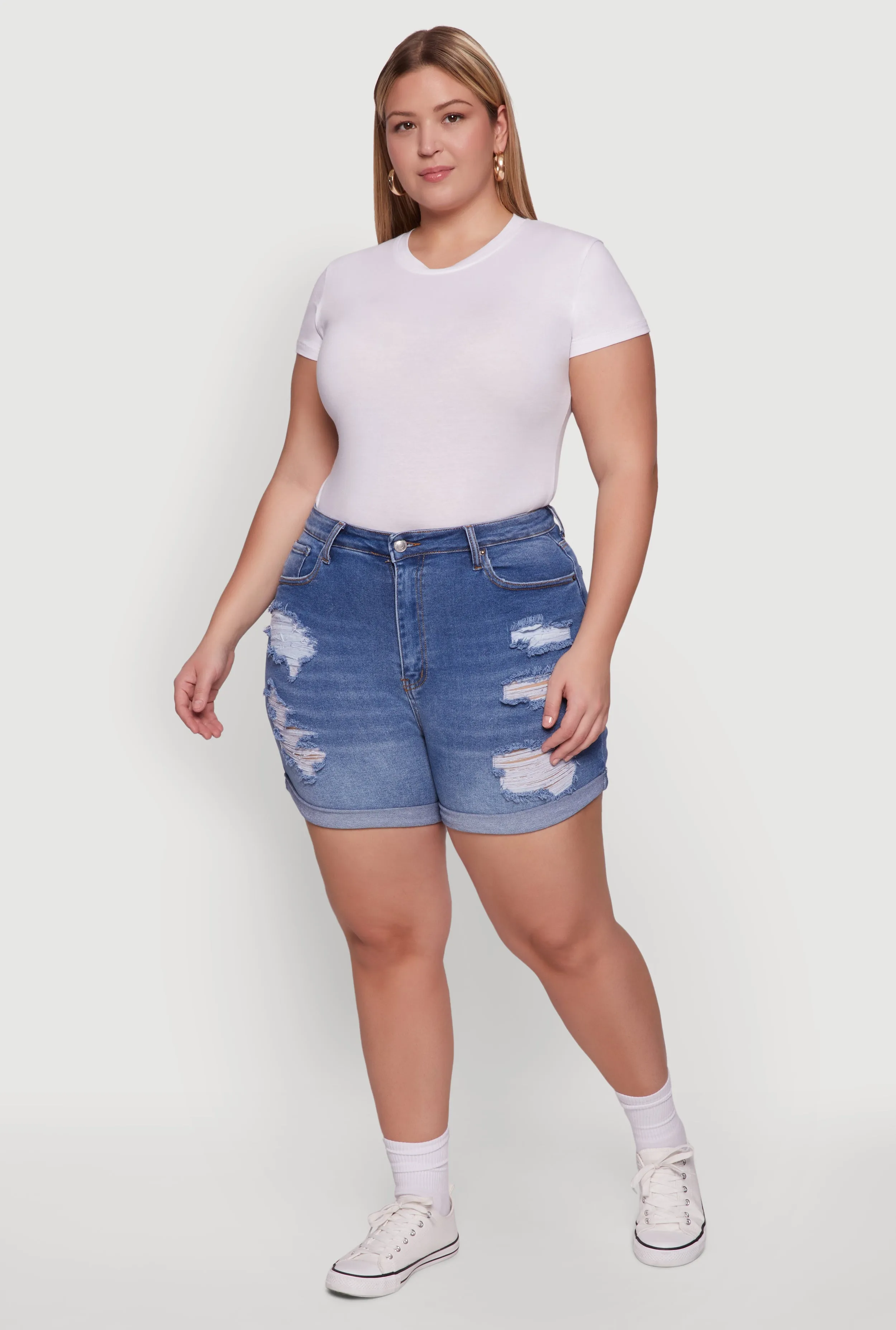 WAX Distressed High Waisted Jean Shorts sold by Rainbow product image thumbnail 2