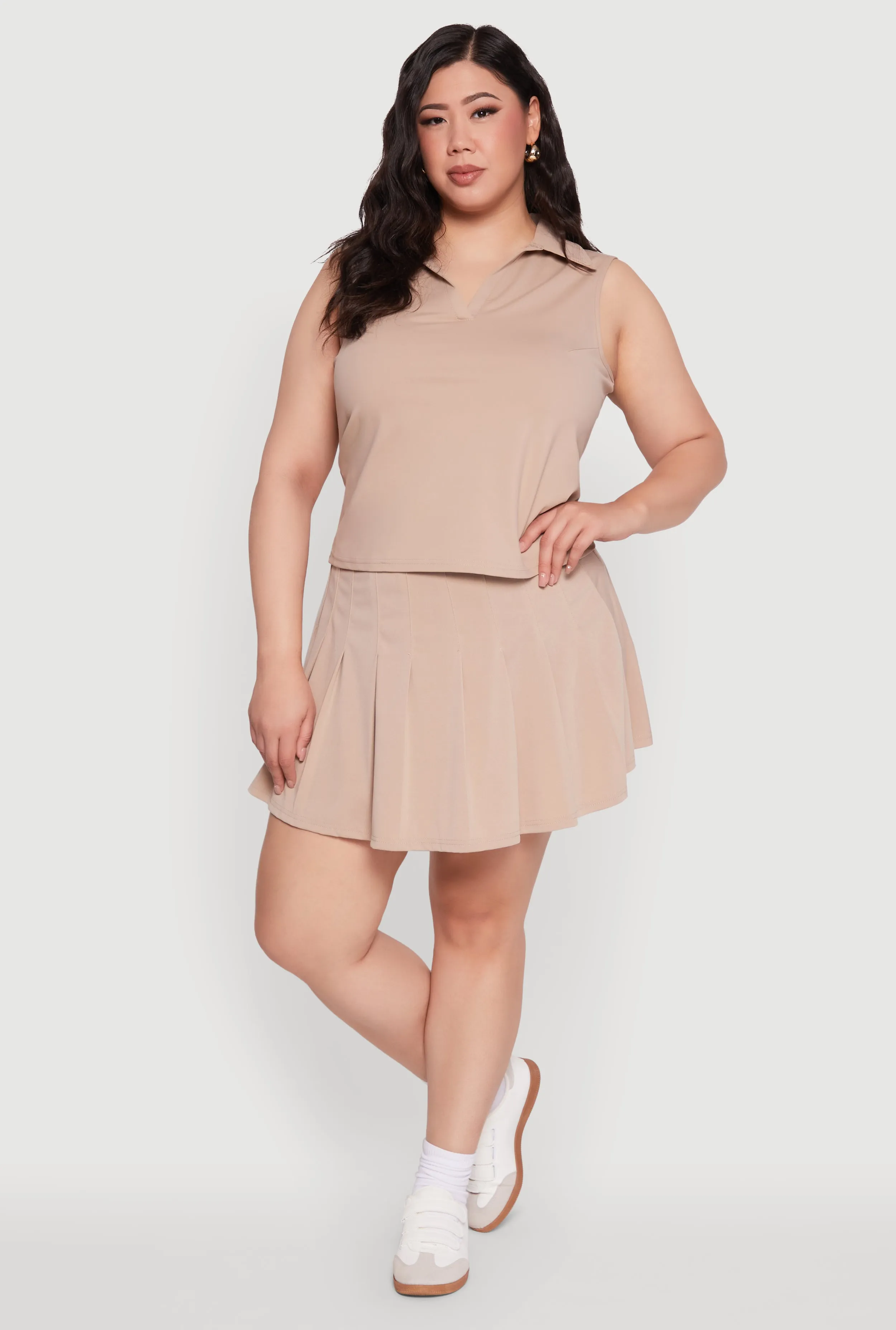 Plus Size Active High Waisted Pleated Skort sold by Rainbow