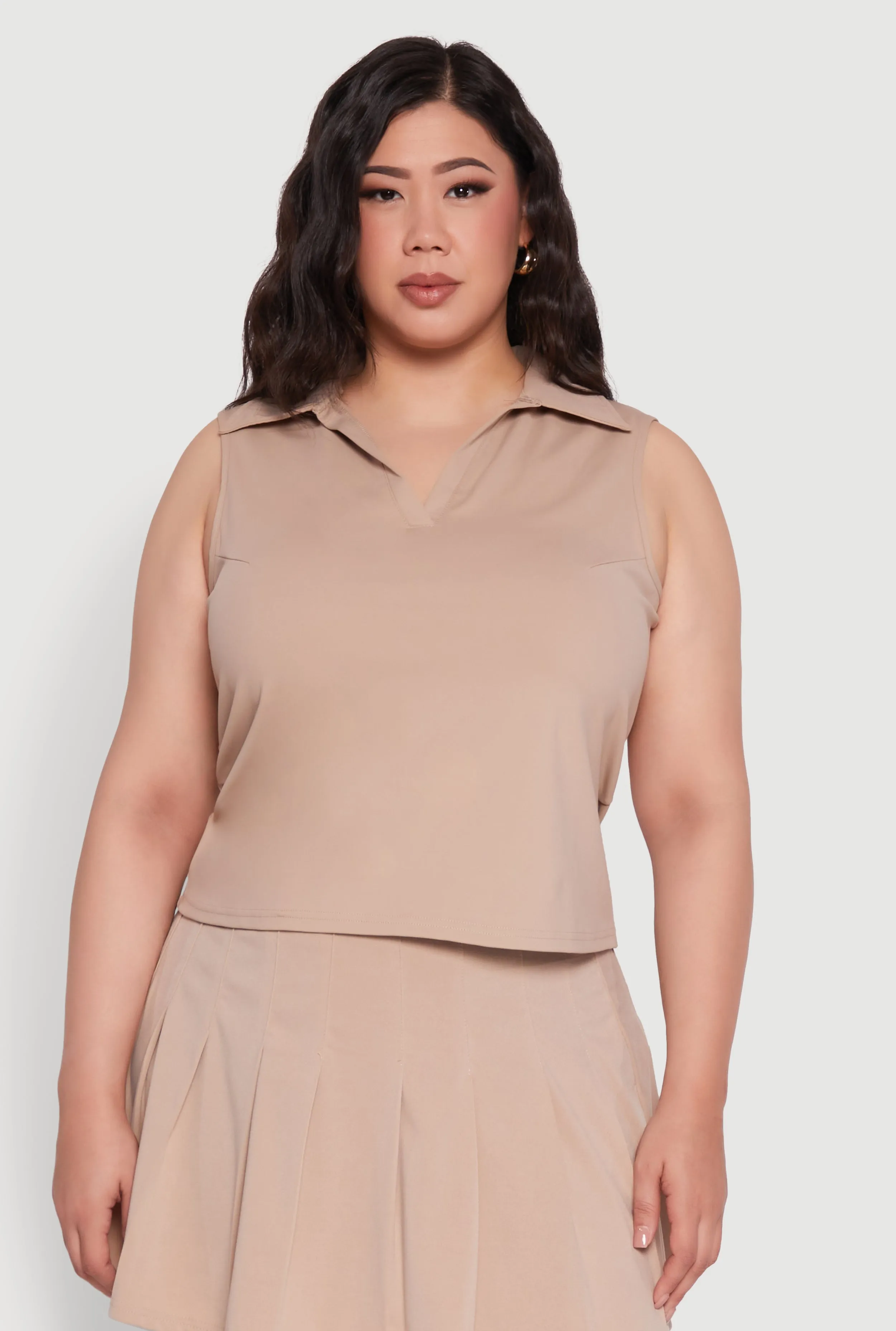 Plus Size Active Sleeveless Polo Top sold by Rainbow