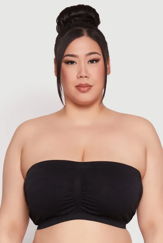 Plus Size Basic Seamless Ruched Bandeau Bra sold by Rainbow