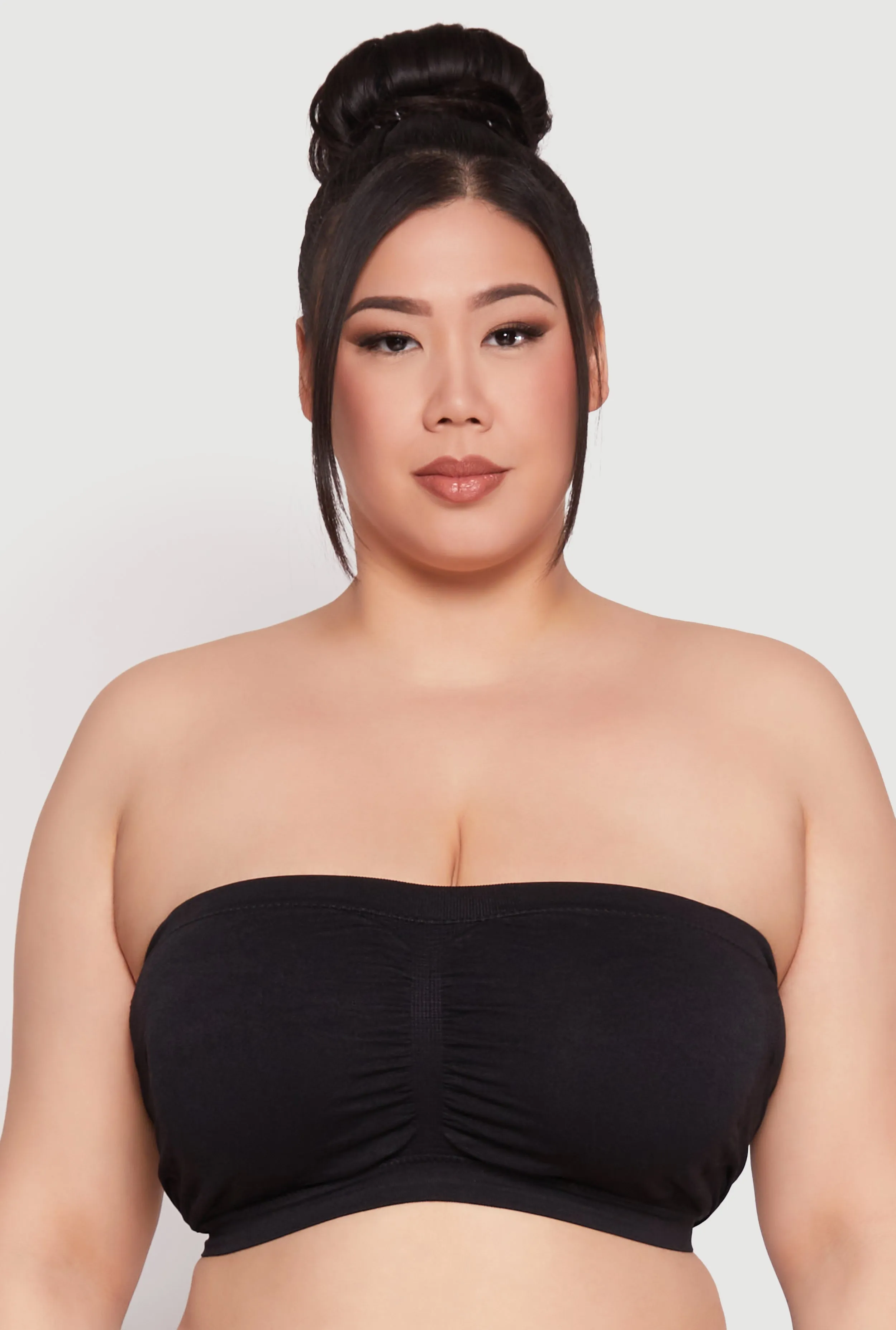 Plus Size Basic Seamless Ruched Bandeau Bra sold by Rainbow