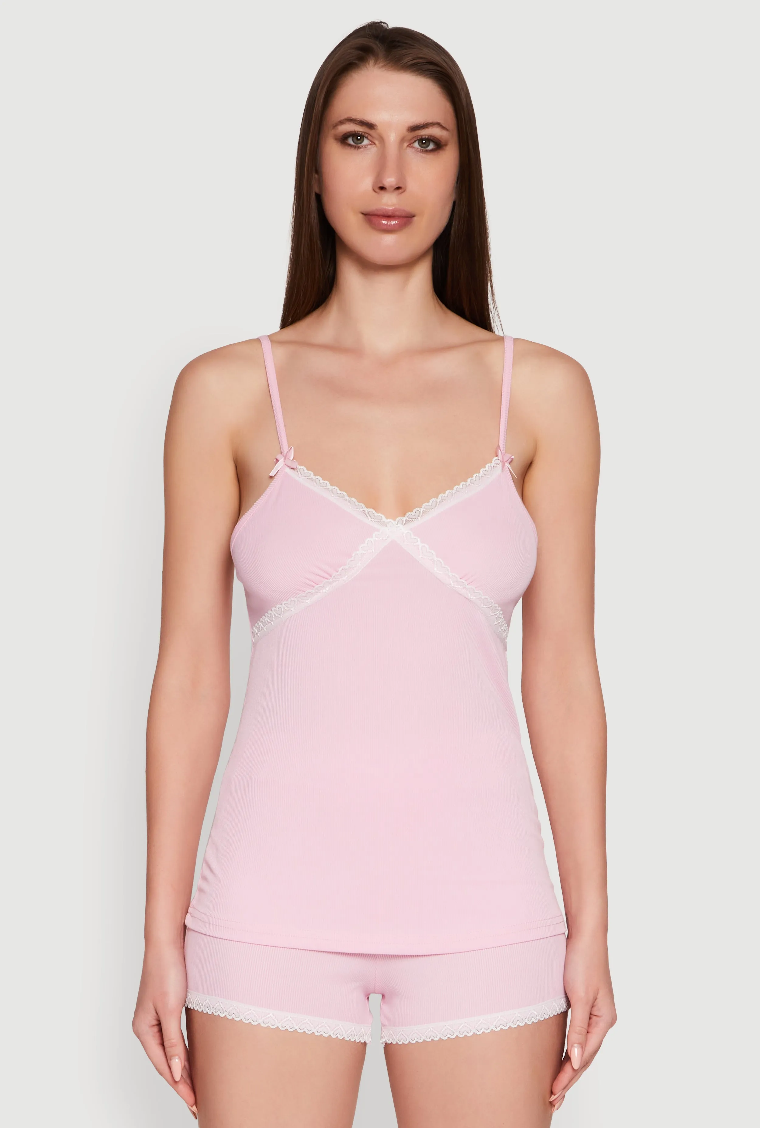 Rib Knit Lace Trim Pajama Set sold by Rainbow