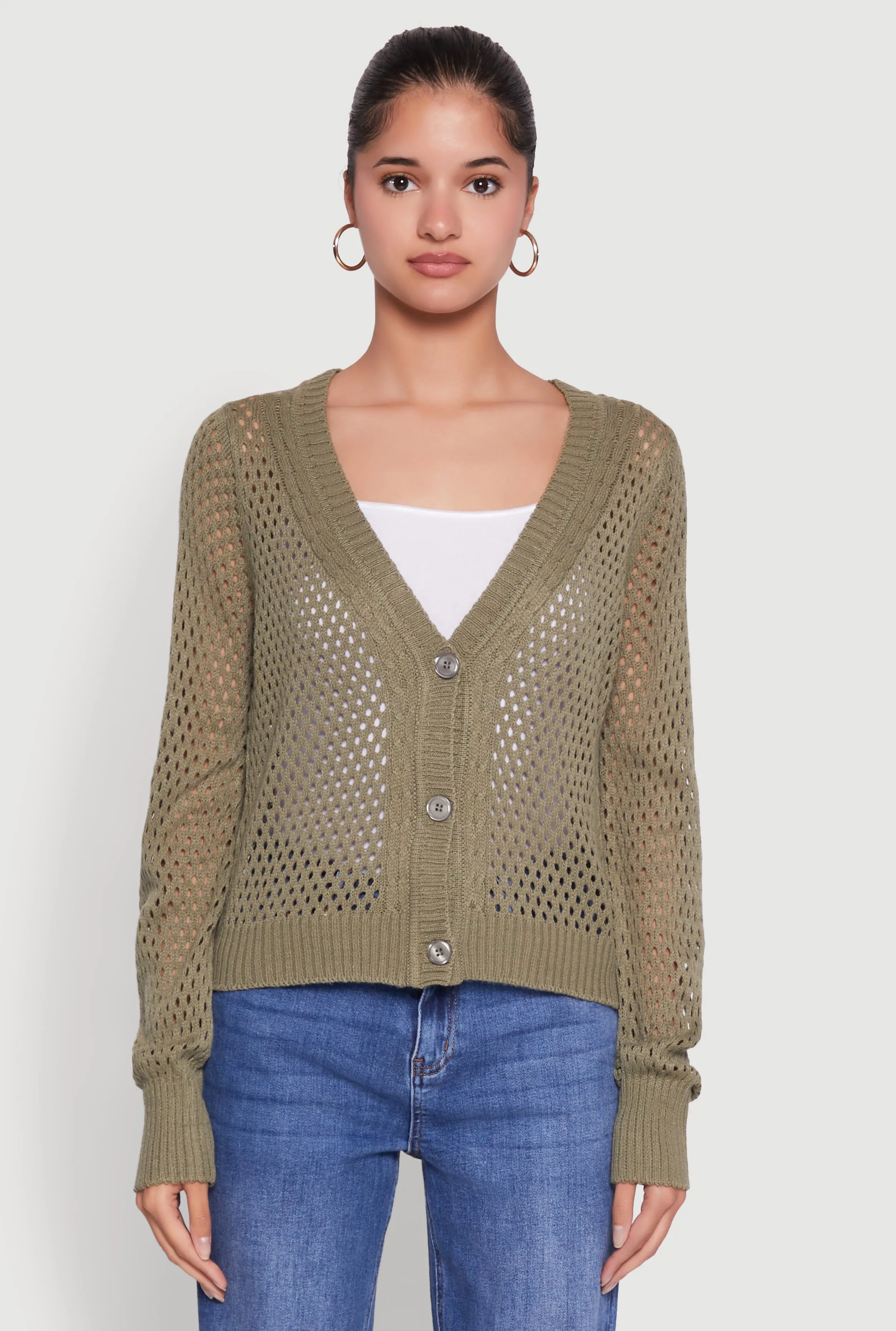 Chic Crochet Long Sleeve Button Front Cardigan sold by Rainbow product image thumbnail 2