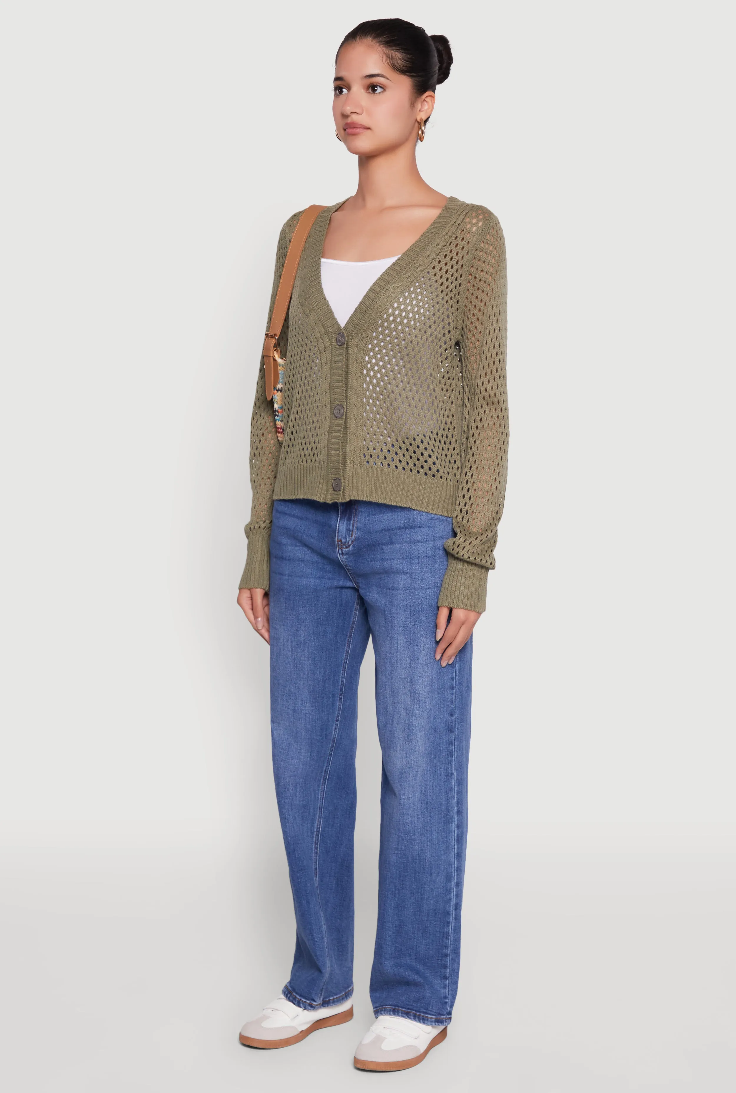 Chic Crochet Long Sleeve Button Front Cardigan sold by Rainbow product image thumbnail 5