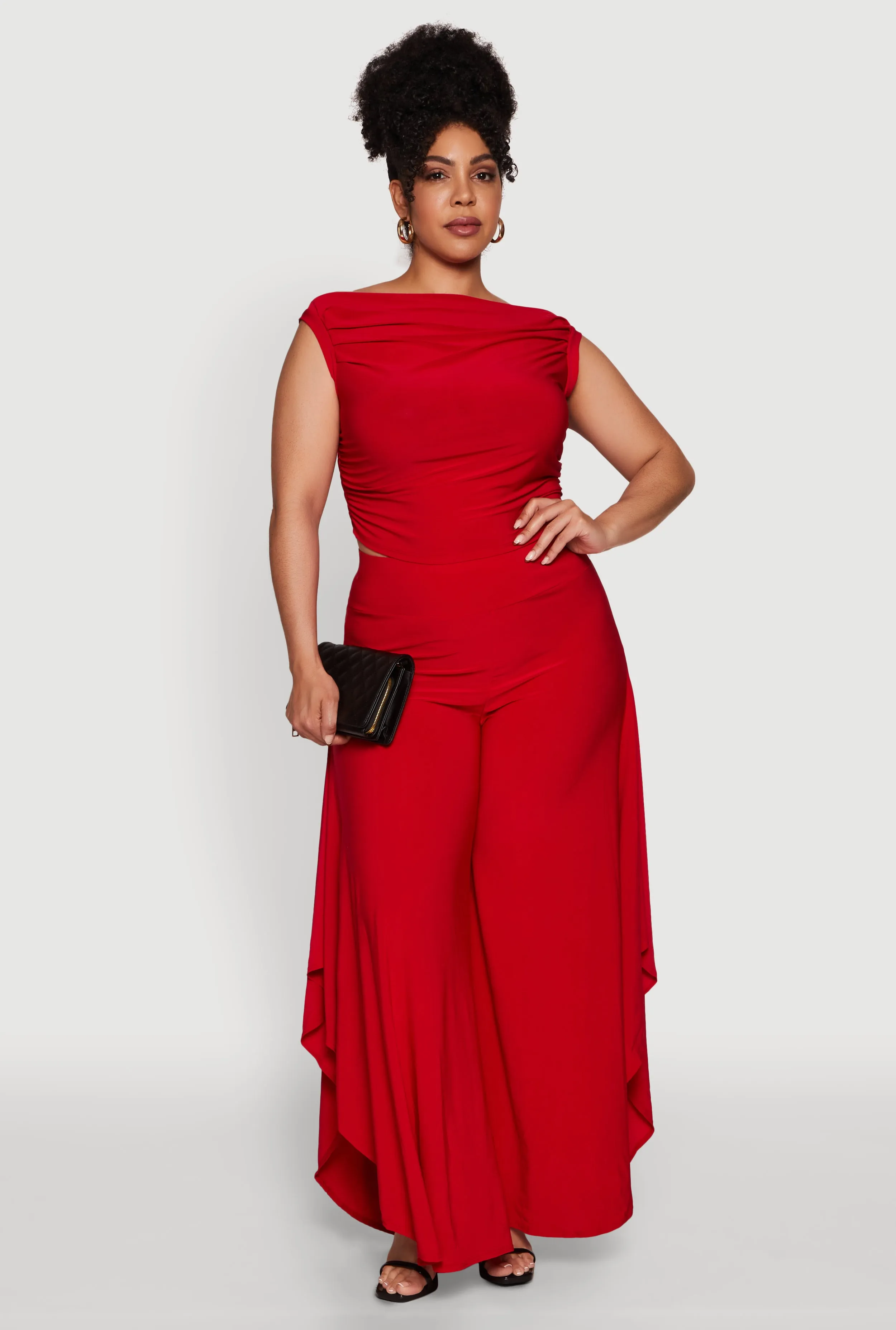 Plus Size Stylish High-Waisted Tulip Leg Palazzo Pants sold by Rainbow