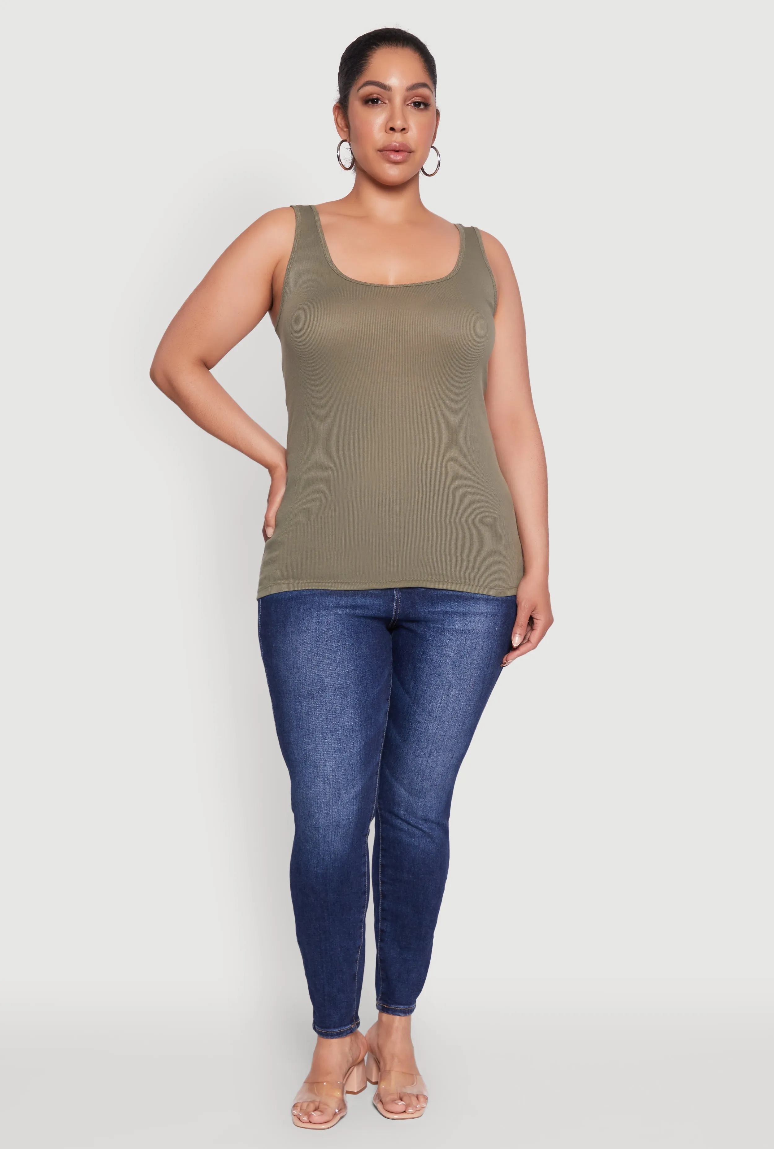 Plus Size Rib Knit Tank Top sold by Rainbow