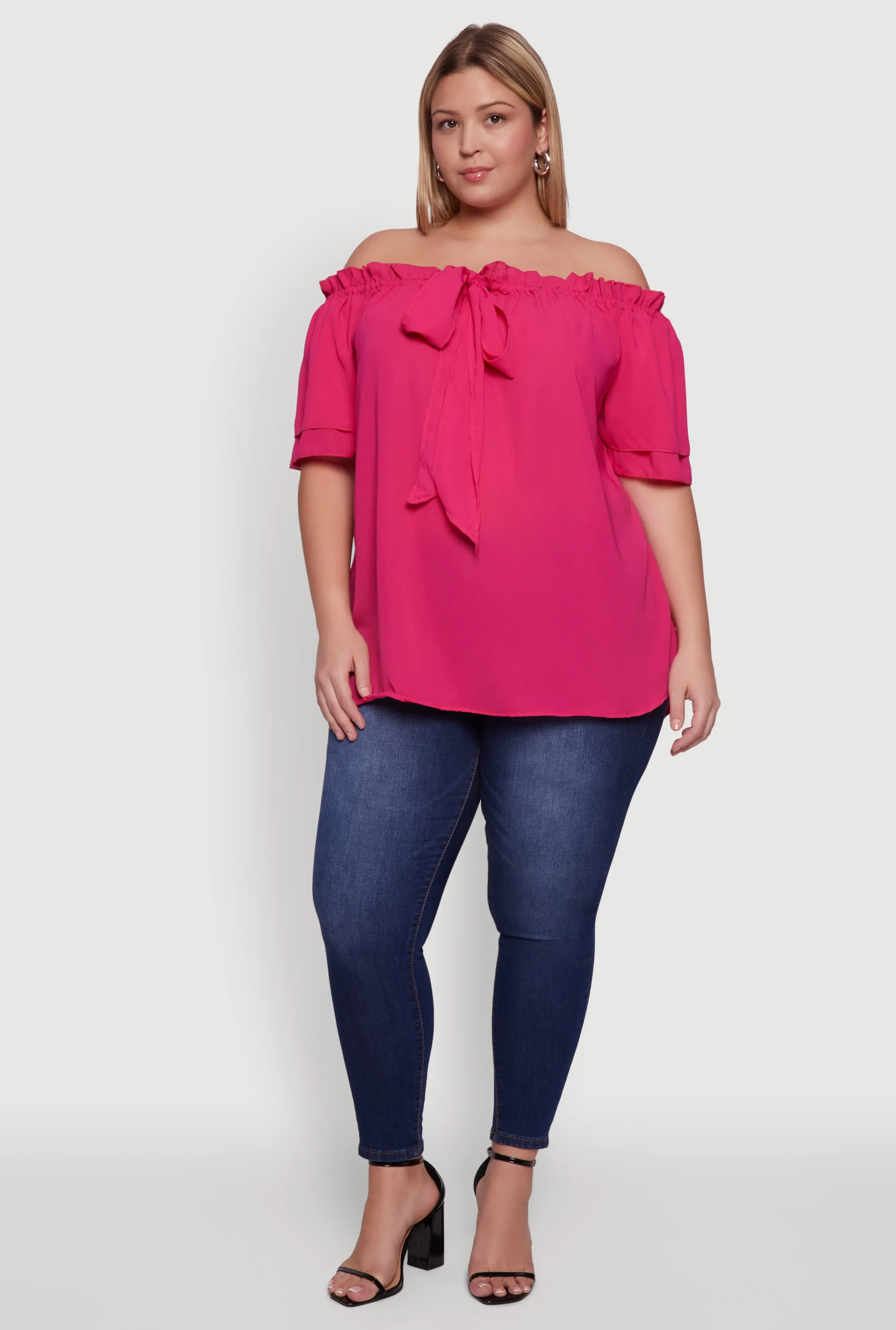 Plus Size Stylish Off the Shoulder Tiered Sleeve Blouse sold by Rainbow product image thumbnail 3