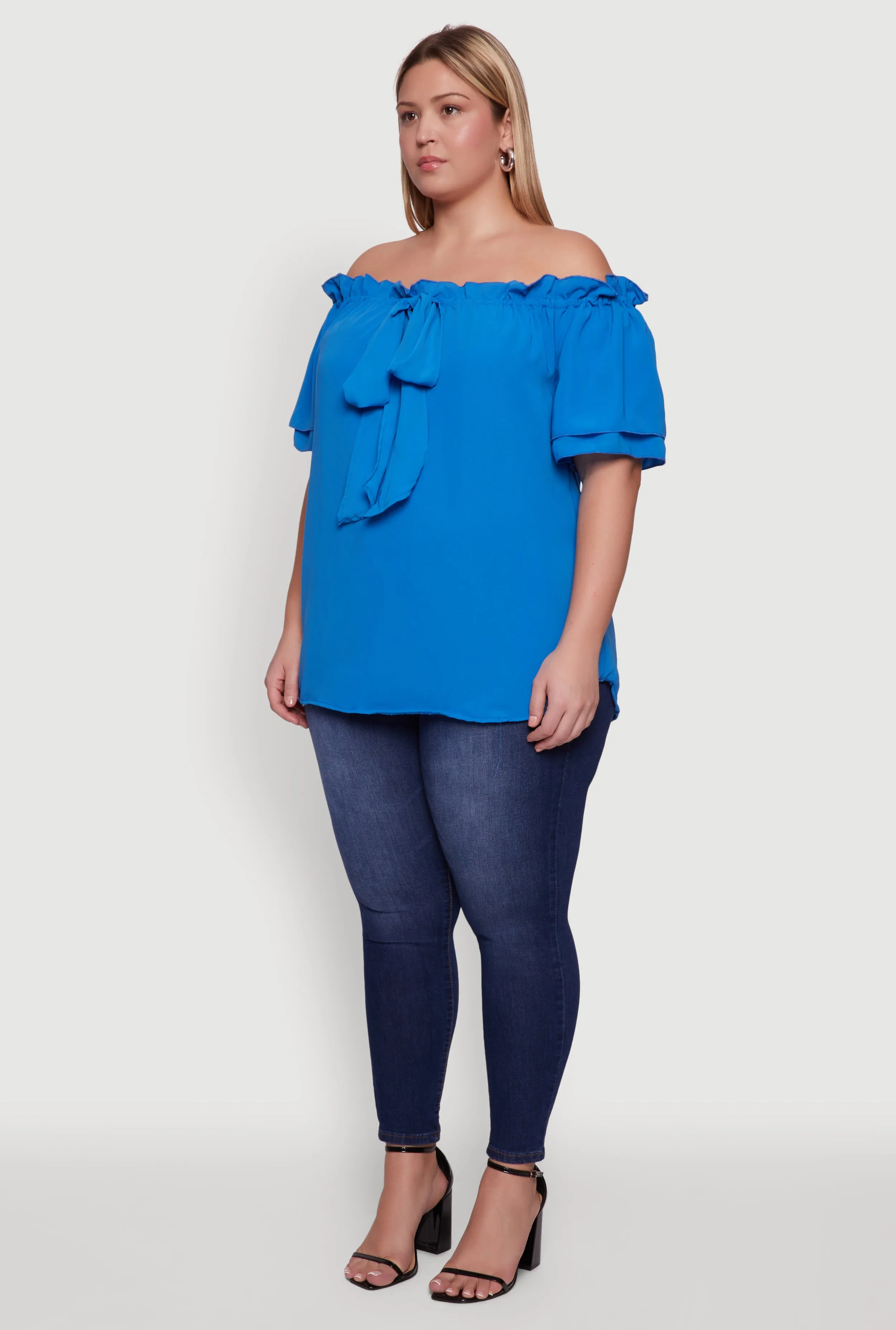Plus Size Stylish Off the Shoulder Tiered Sleeve Blouse sold by Rainbow product image thumbnail 5