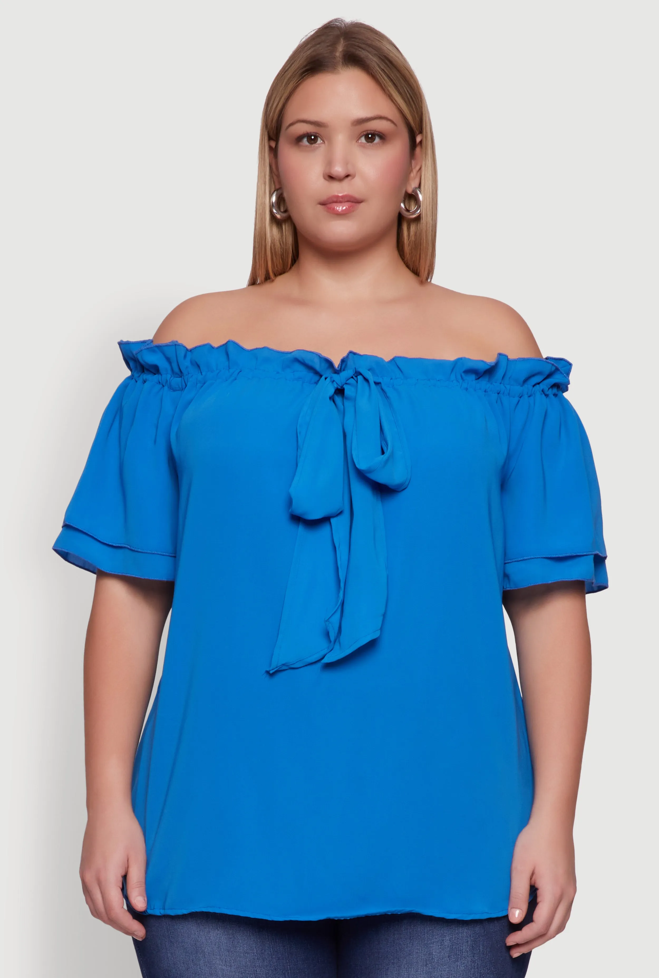 Plus Size Stylish Off the Shoulder Tiered Sleeve Blouse sold by Rainbow product image thumbnail 2