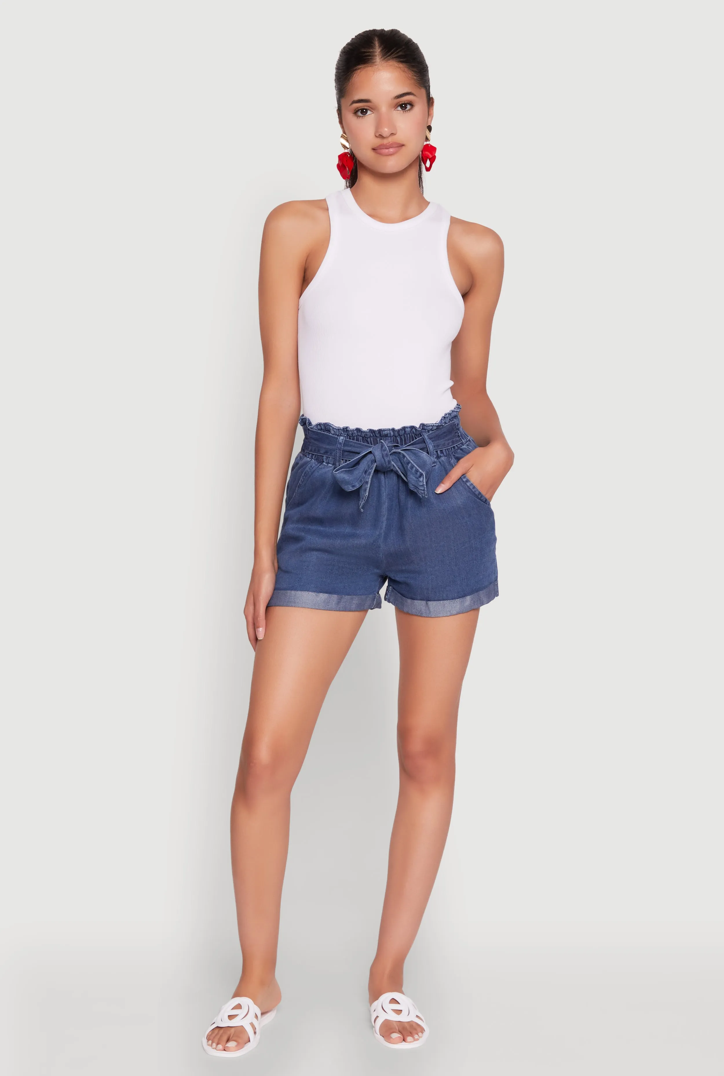 WAX Denim Paper Bag Waist Cuffed Shorts sold by Rainbow product image thumbnail 2