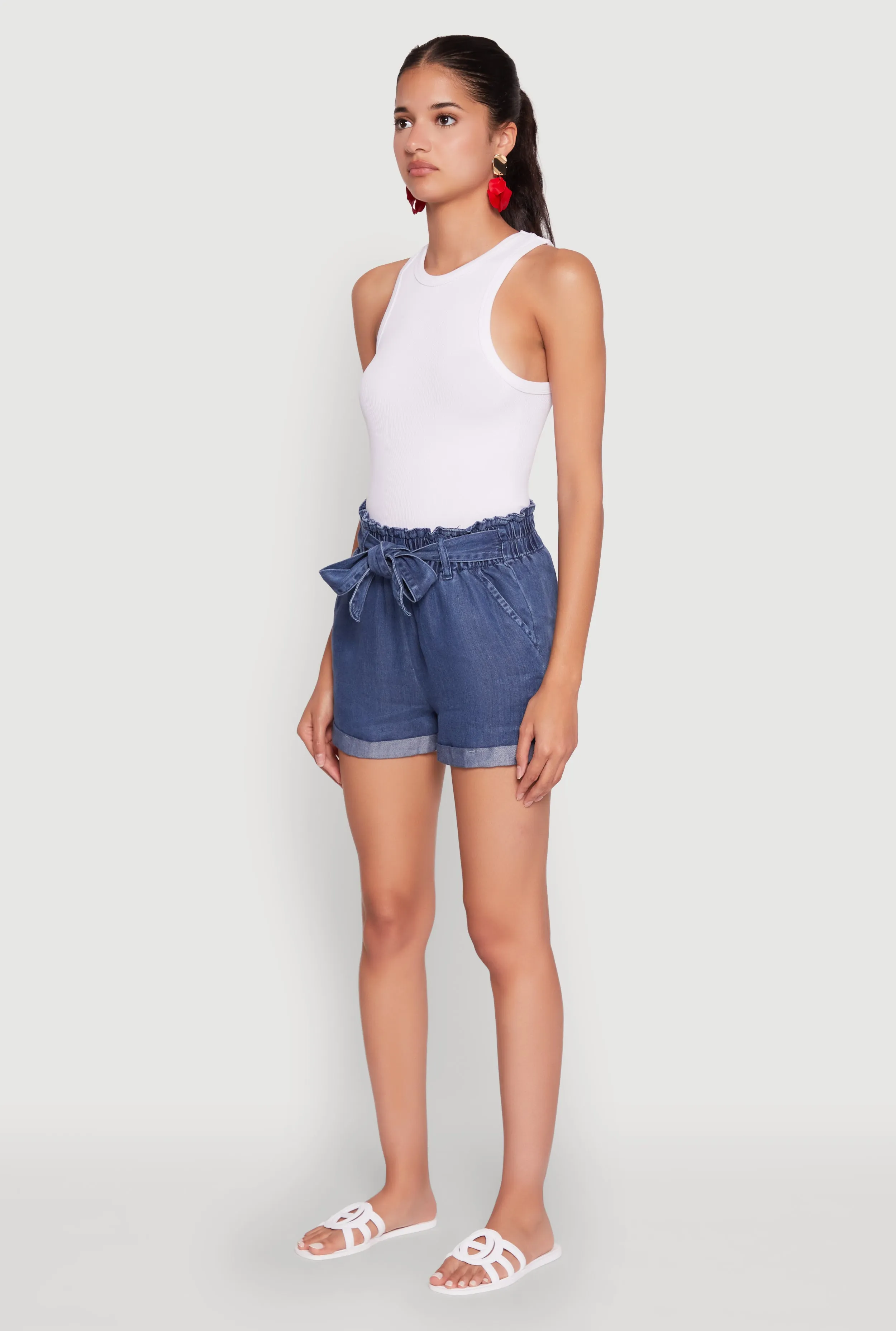 WAX Denim Paper Bag Waist Cuffed Shorts sold by Rainbow product image thumbnail 3