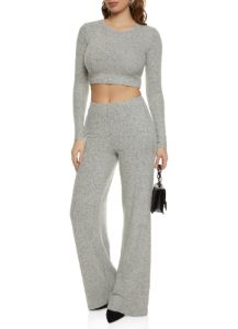 Brushed Knit Crew Neck Crop Top sold by Rainbow