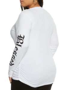 Plus Size Blessed Ruched Graphic Tee sold by Rainbow