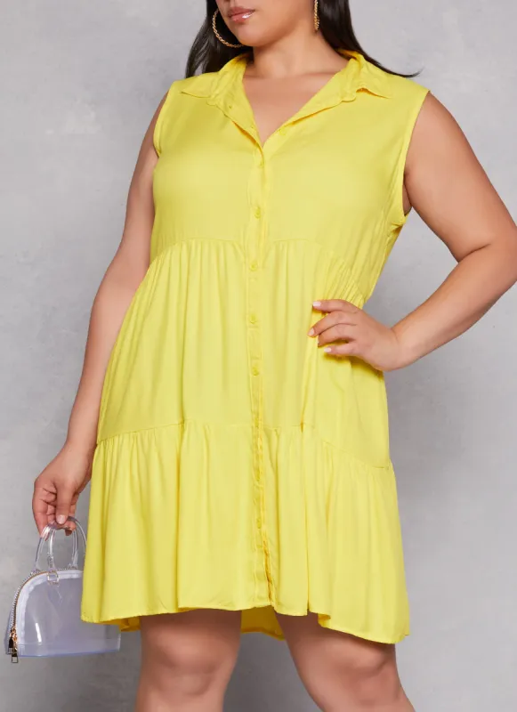 Plus Size Ruffled Hem Shirt Dress sold by Rainbow