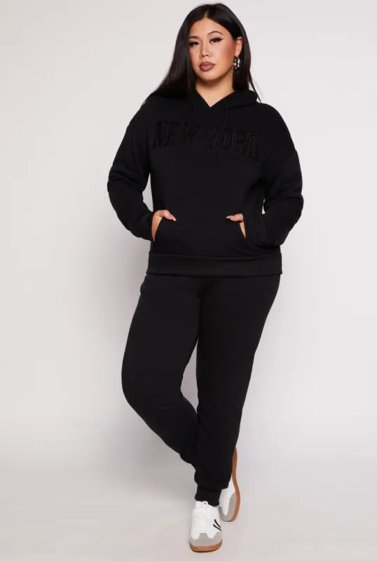 Plus Size Solid Fleece High Waist Drawstring Joggers sold by Rainbow